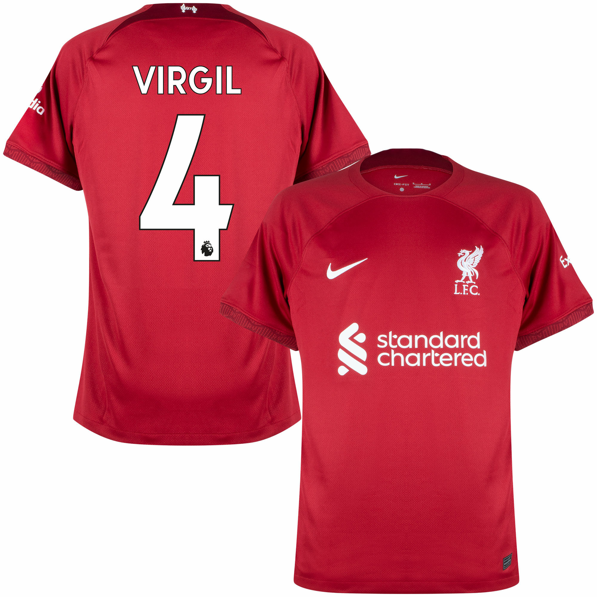 Liverpool - Dres fotbalový - oficiální potisk, číslo 4, červený, domácí, sezóna 2022/23, Virgil van Dijk