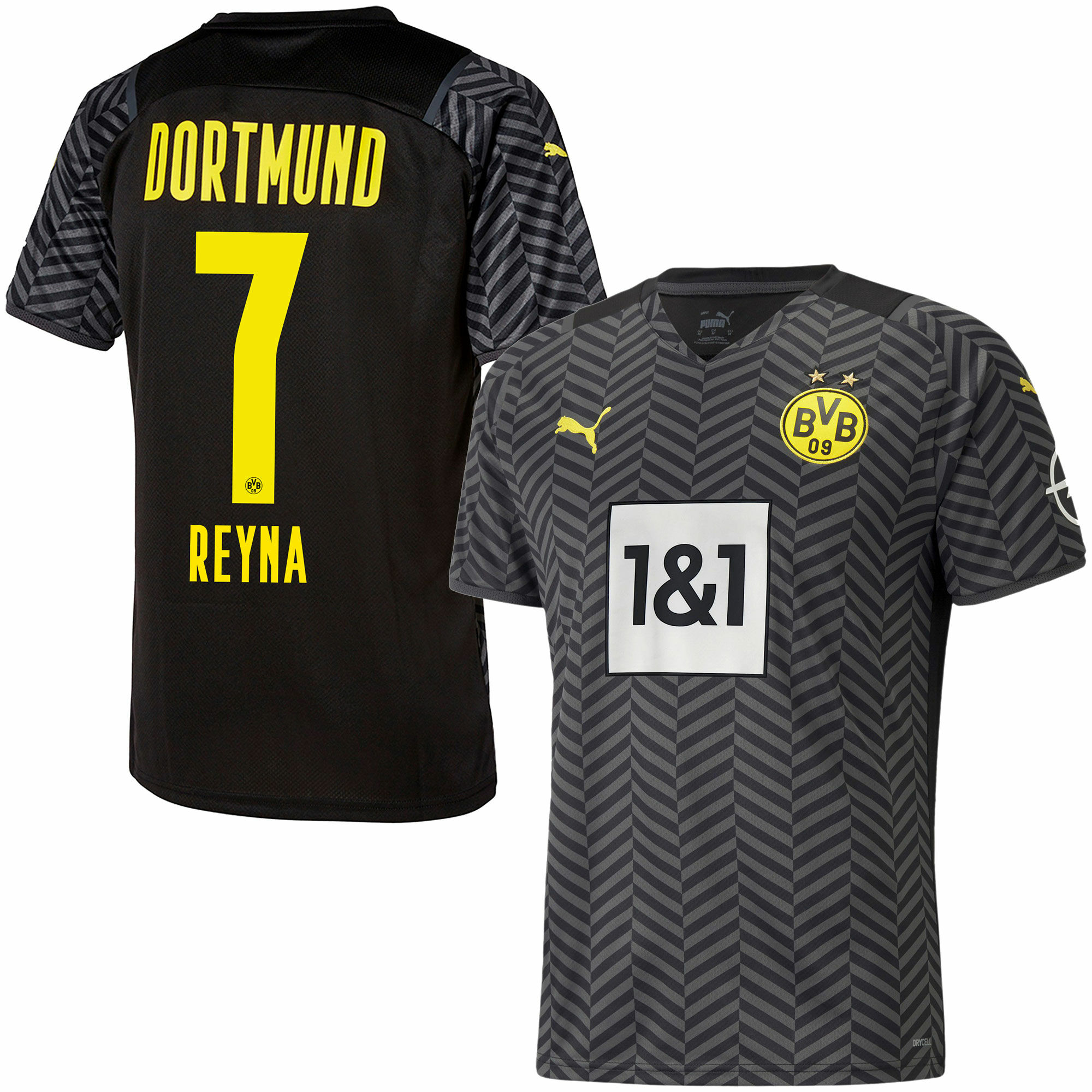 Borussia Dortmund - Dres fotbalový - sezóna 2021/22, černý, číslo 7, Giovanni Reyna, venkovní