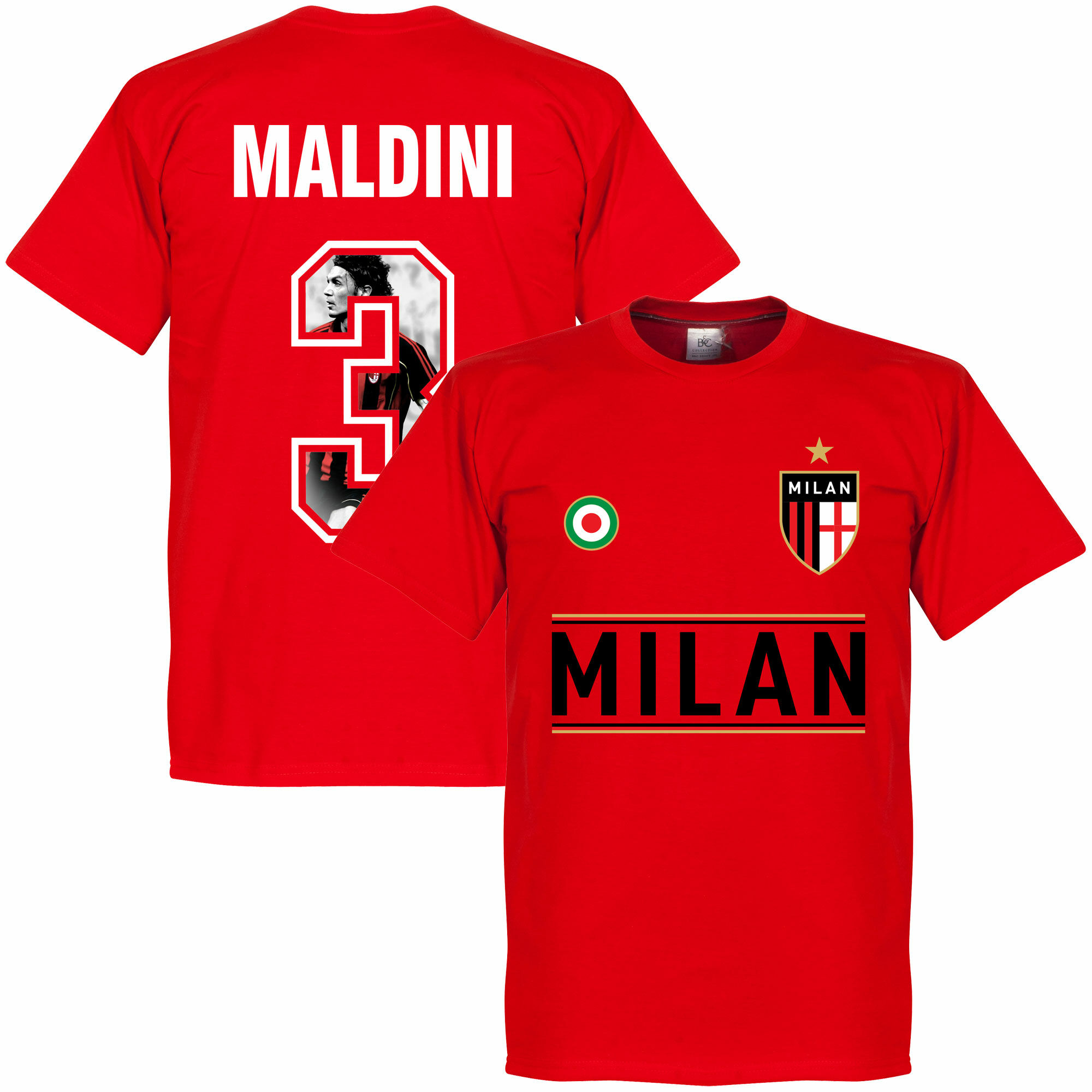 AC Milán - Tričko "Gallery" - červené, Paolo Maldini, číslo 3