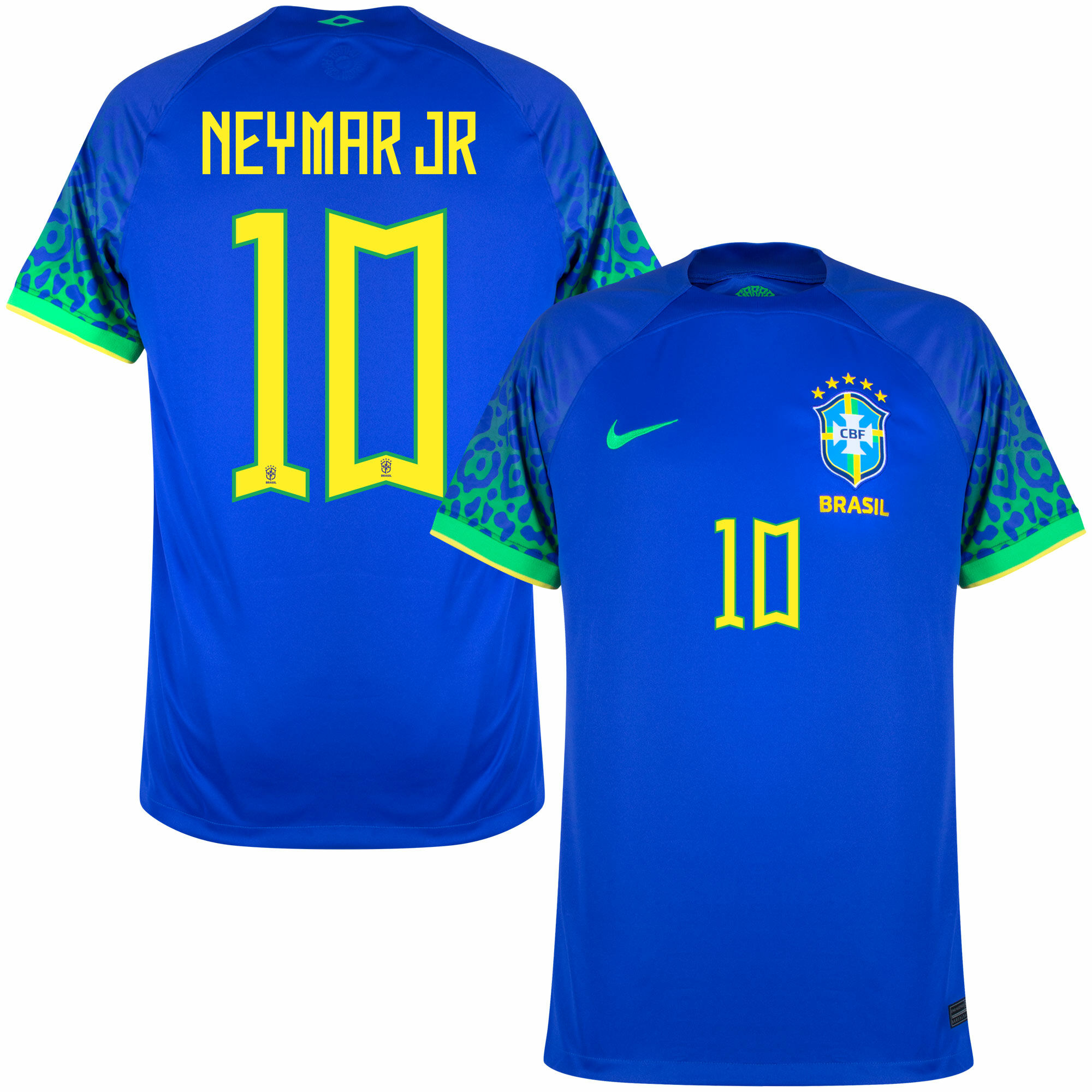 Brazílie - Dres fotbalový - oficiální potisk, číslo 10, sezóna 2022/23, Neymar, modrý, venkovní