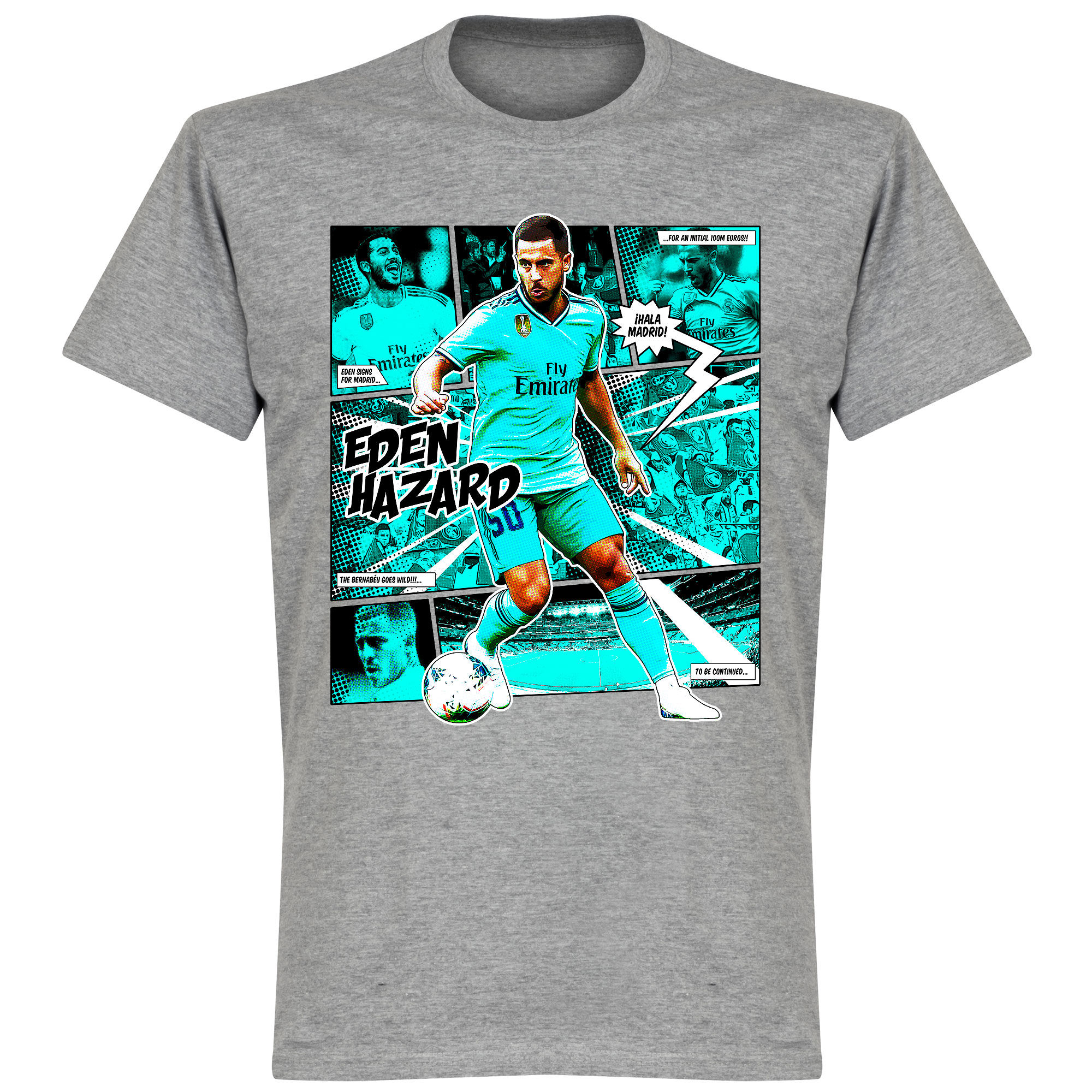 Real Madrid - Tričko "Comic" - Eden Hazard, šedé