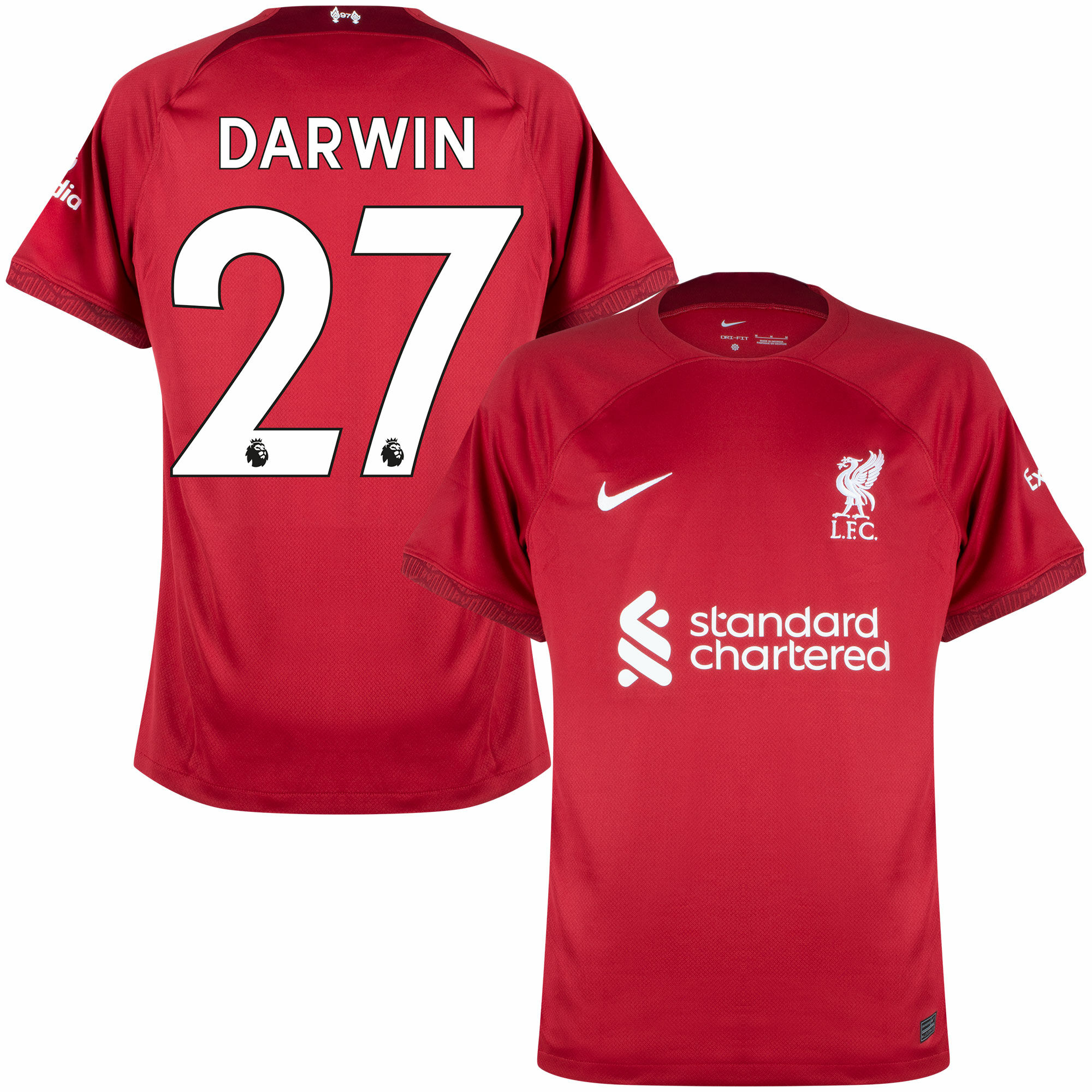 Liverpool - Dres fotbalový - červený, Premier League, číslo 27, domácí, sezóna 2022/23, Darwin Núñez