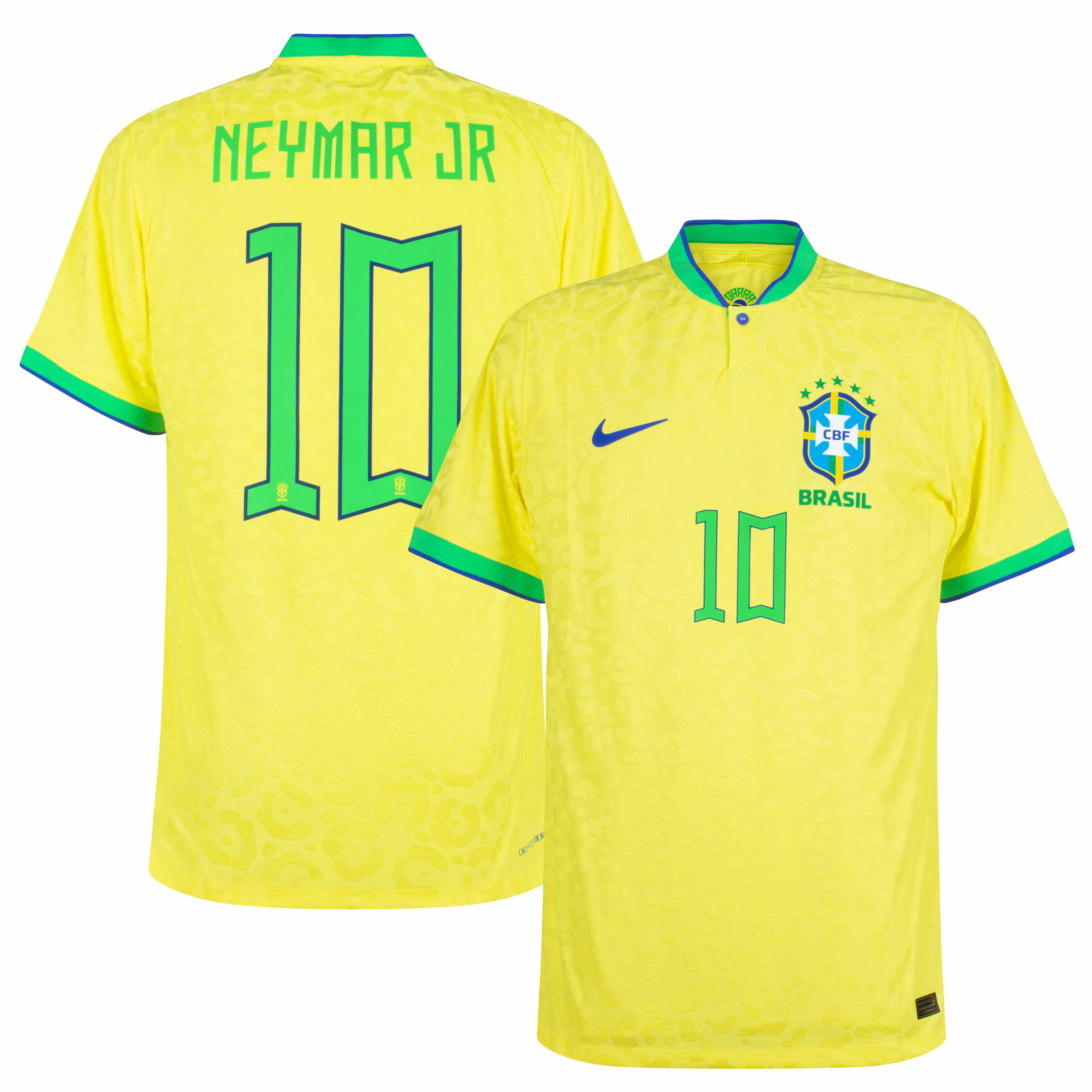 Brazílie - Dres fotbalový "Match" - oficiální potisk, žlutý, číslo 10, domácí, sezóna 2022/23, Neymar, Dri-FIT ADV