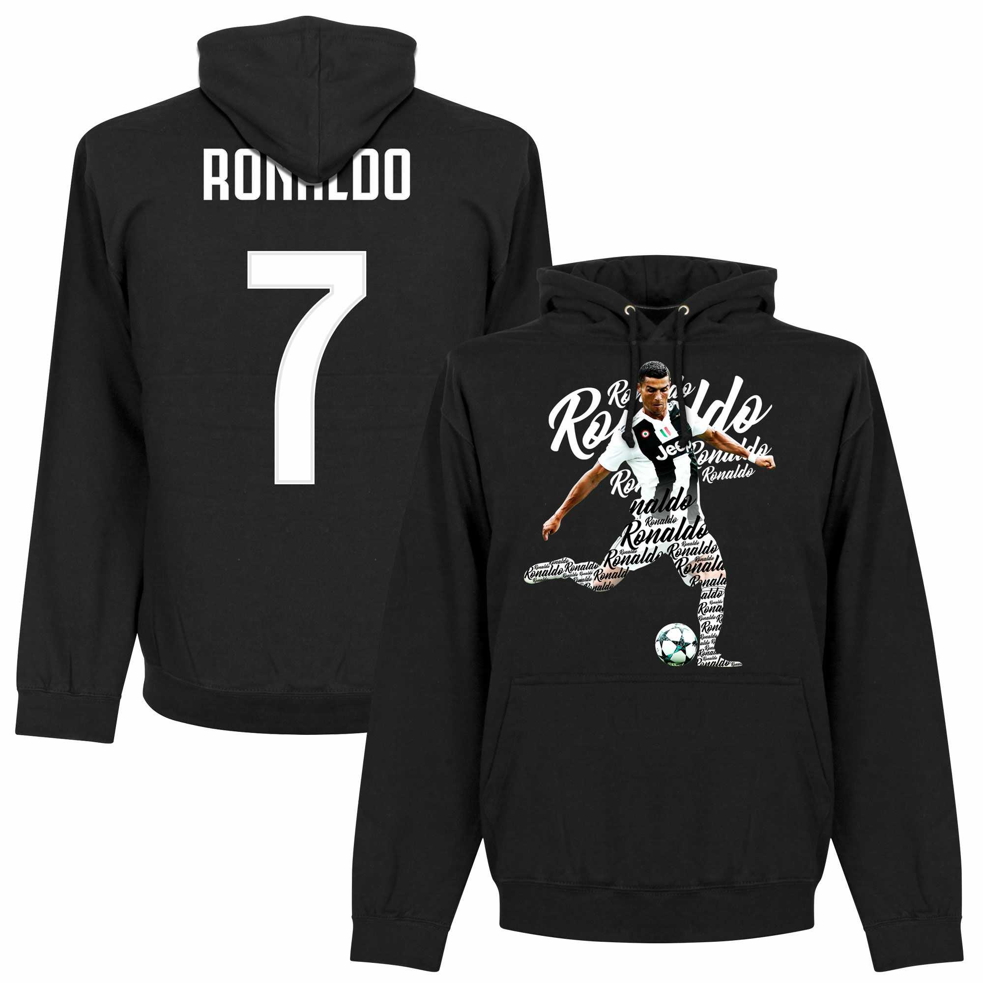 Juventus FC - Mikina s kapucí "Script" - Ronaldo, černá, číslo 7