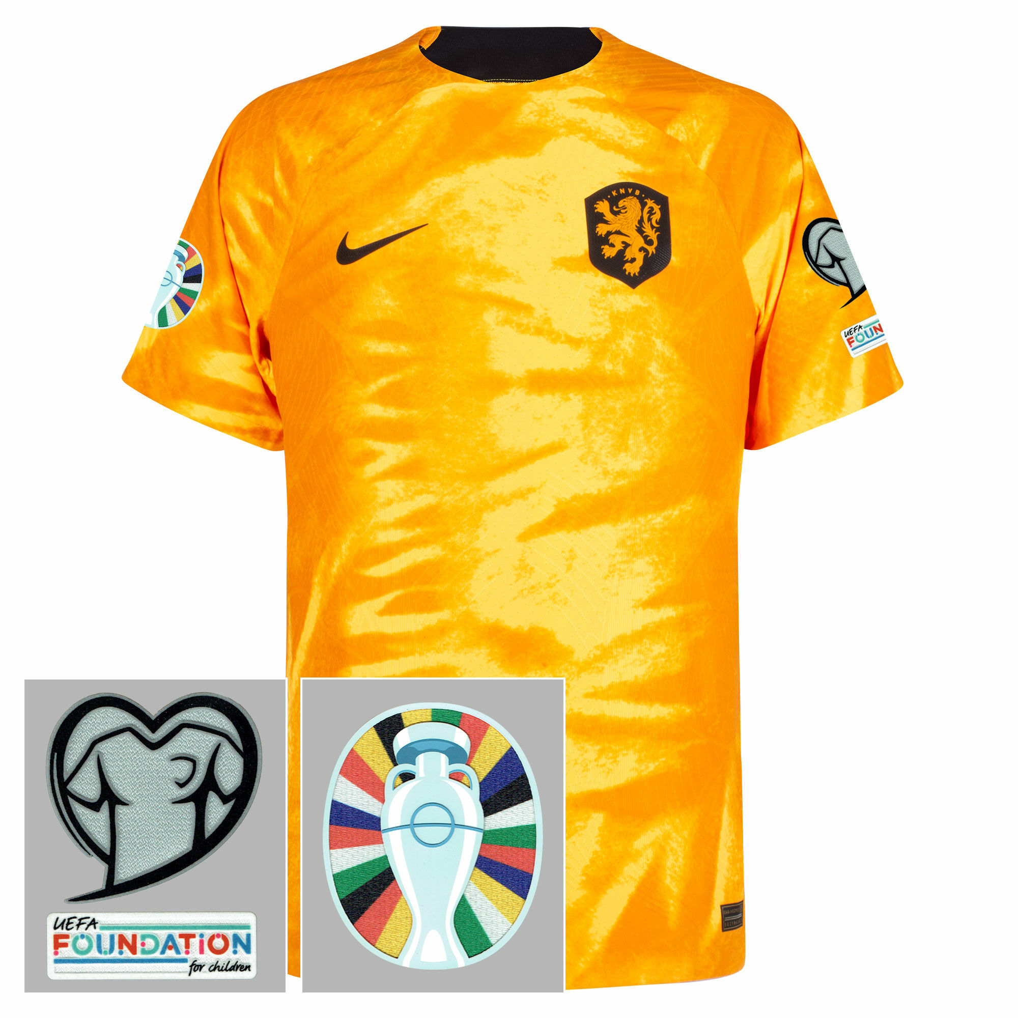 Nizozemí - Dres fotbalový "Match" - oranžový, logo Kvalifikace ME 2024, domácí, sezóna 2022/23, Dri-FIT ADV