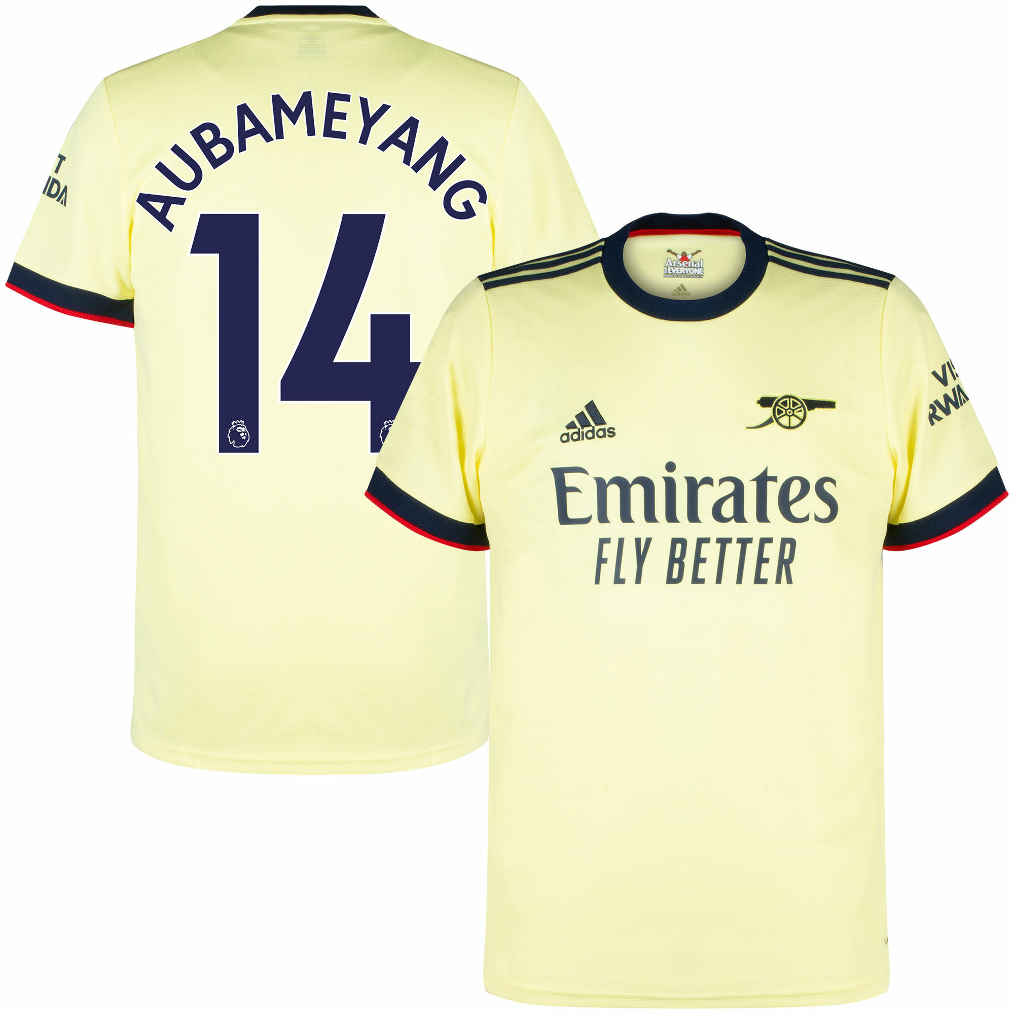 Arsenal - Dres fotbalový - sezóna 2021/22, žlutý, Pierre-Emerick Aubameyang, číslo 14, venkovní