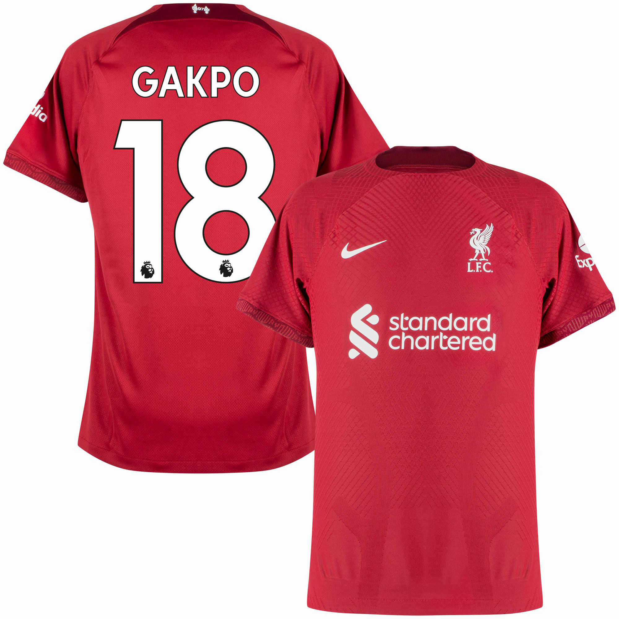 Liverpool - Dres fotbalový - číslo 18, červený, Premier League, Cody Gakpo, domácí, sezóna 2022/23