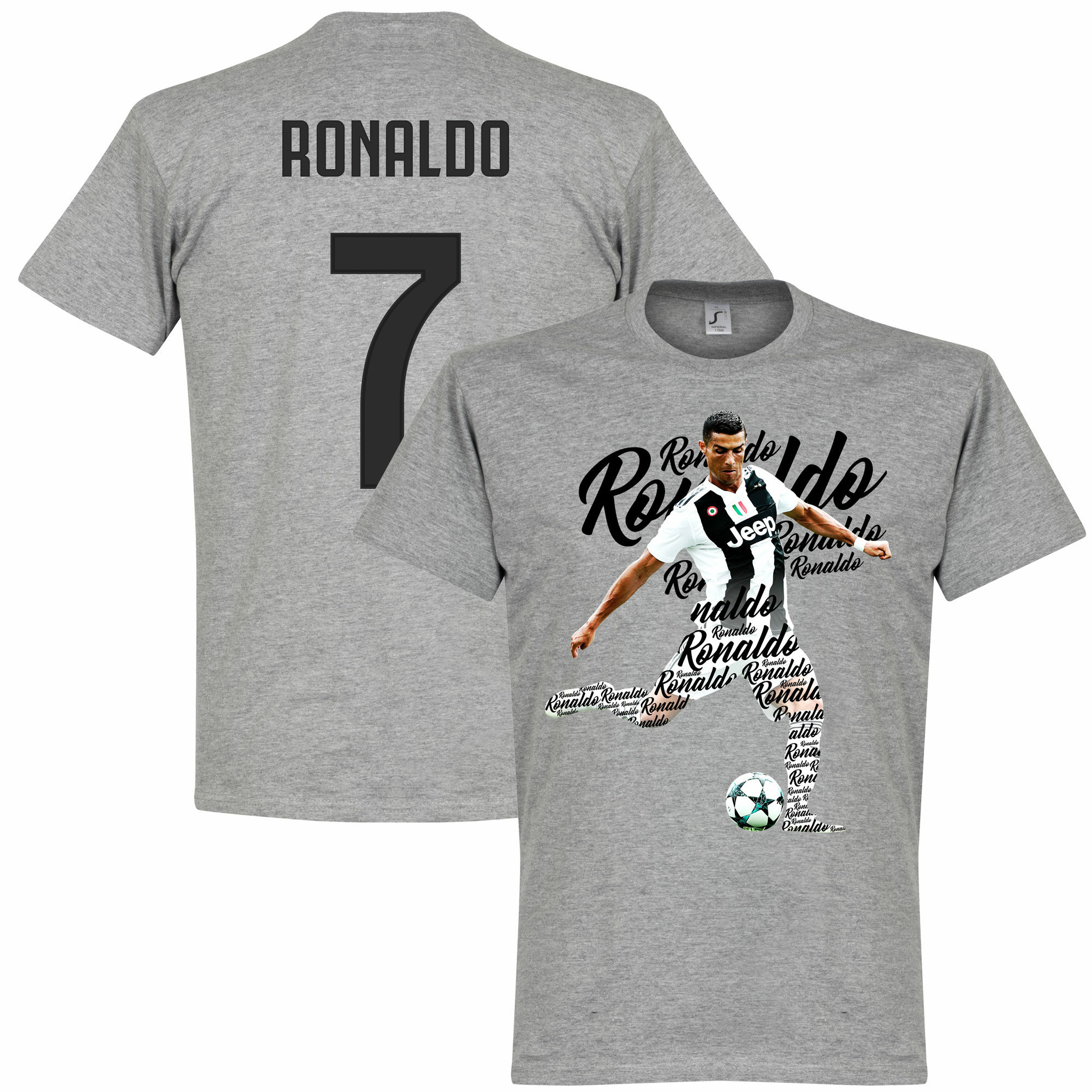 Juventus FC - Tričko "Script" - šedé, Ronaldo, číslo 7