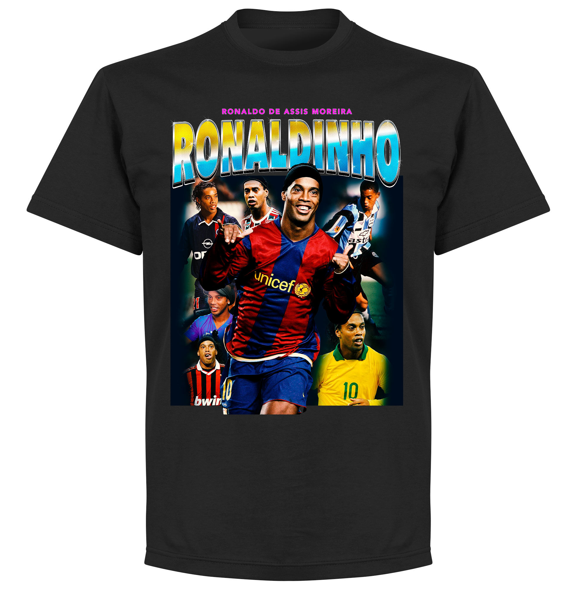 Barcelona - Tričko "Old Skool Hero" - Ronaldinho, černé