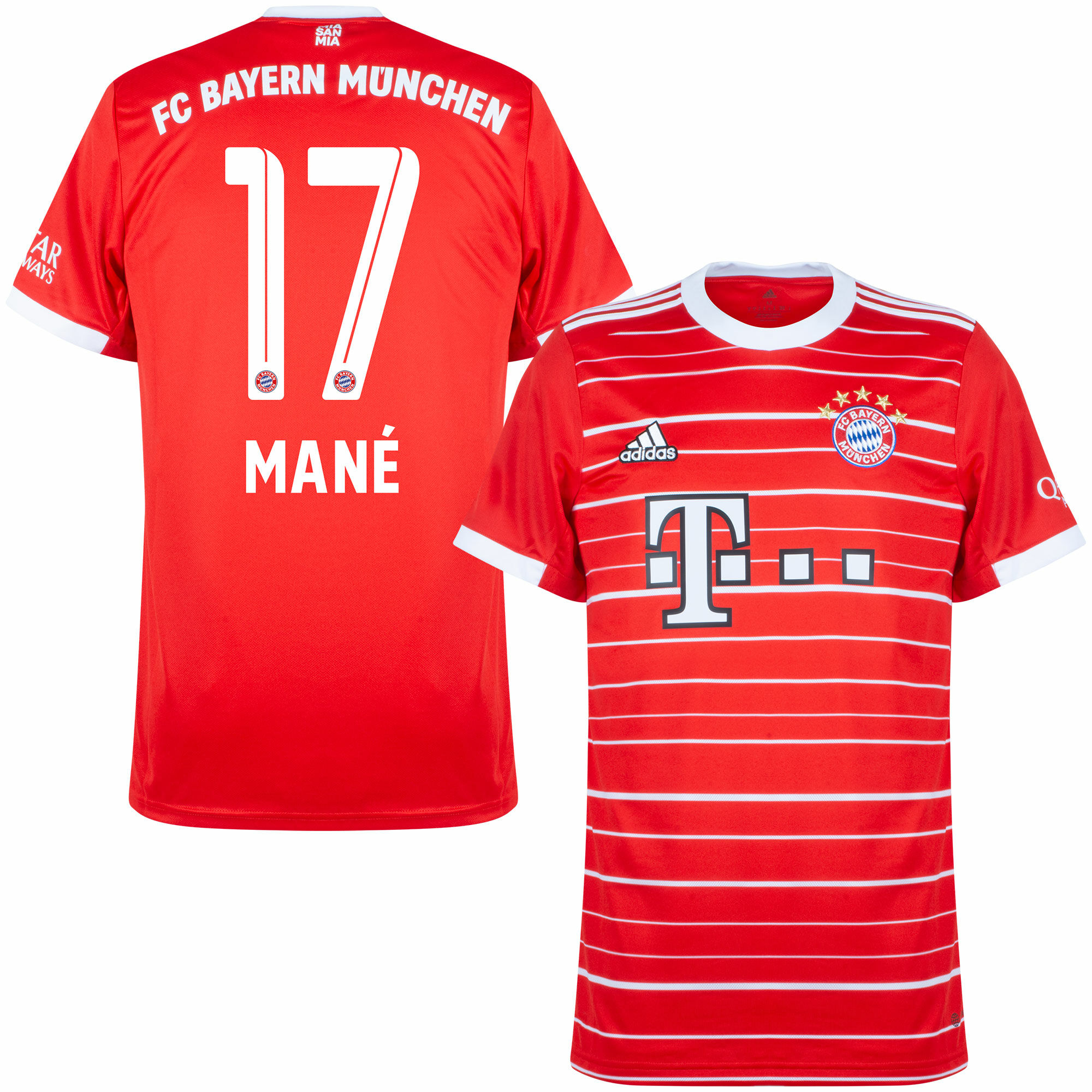 Bayern München - Dres fotbalový - Sadio Mané, číslo 17, oficiální potisk, červený, domácí, sezóna 2022/23