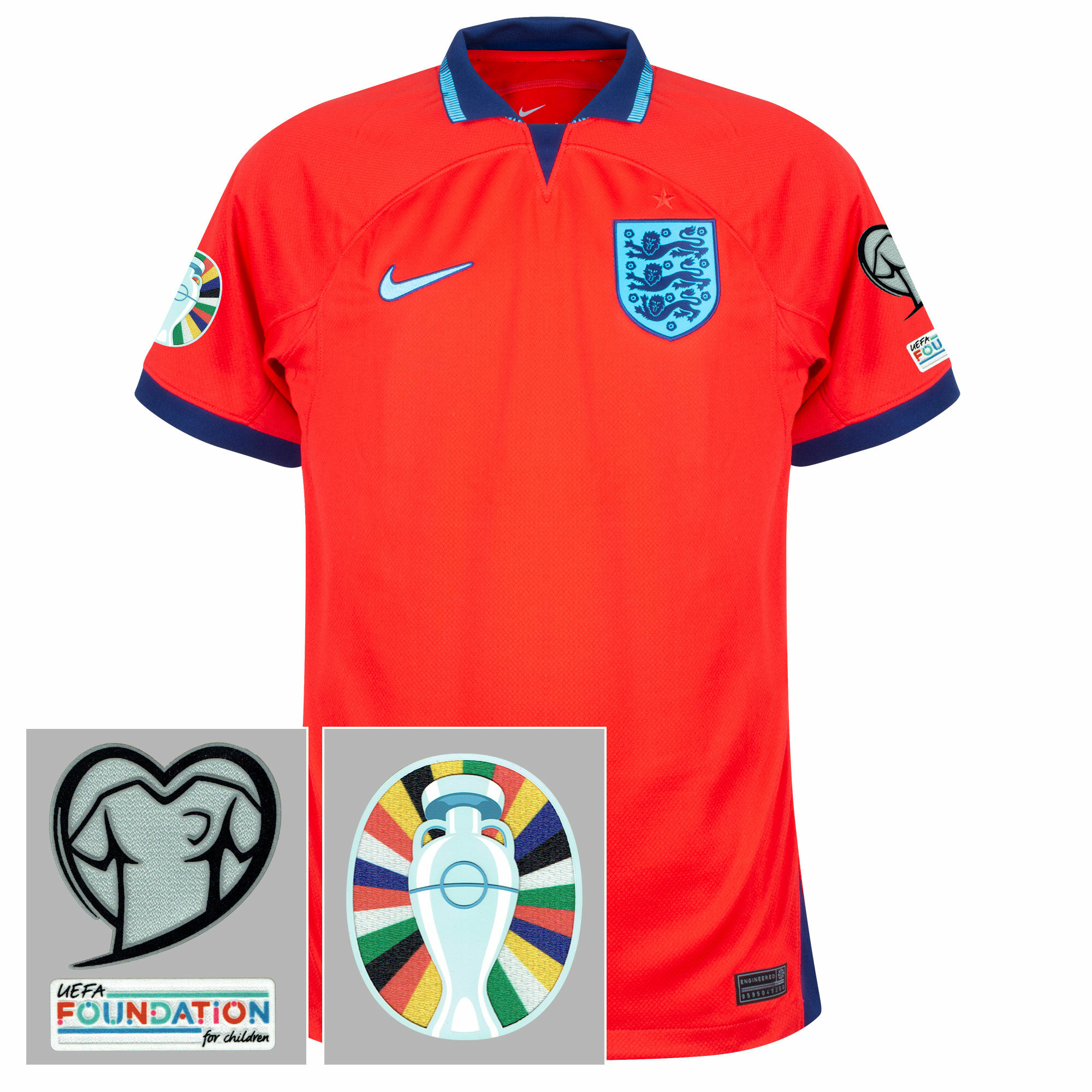 Anglie - Dres fotbalový - logo Kvalifikace ME 2024, červený, sezóna 2022/23, venkovní