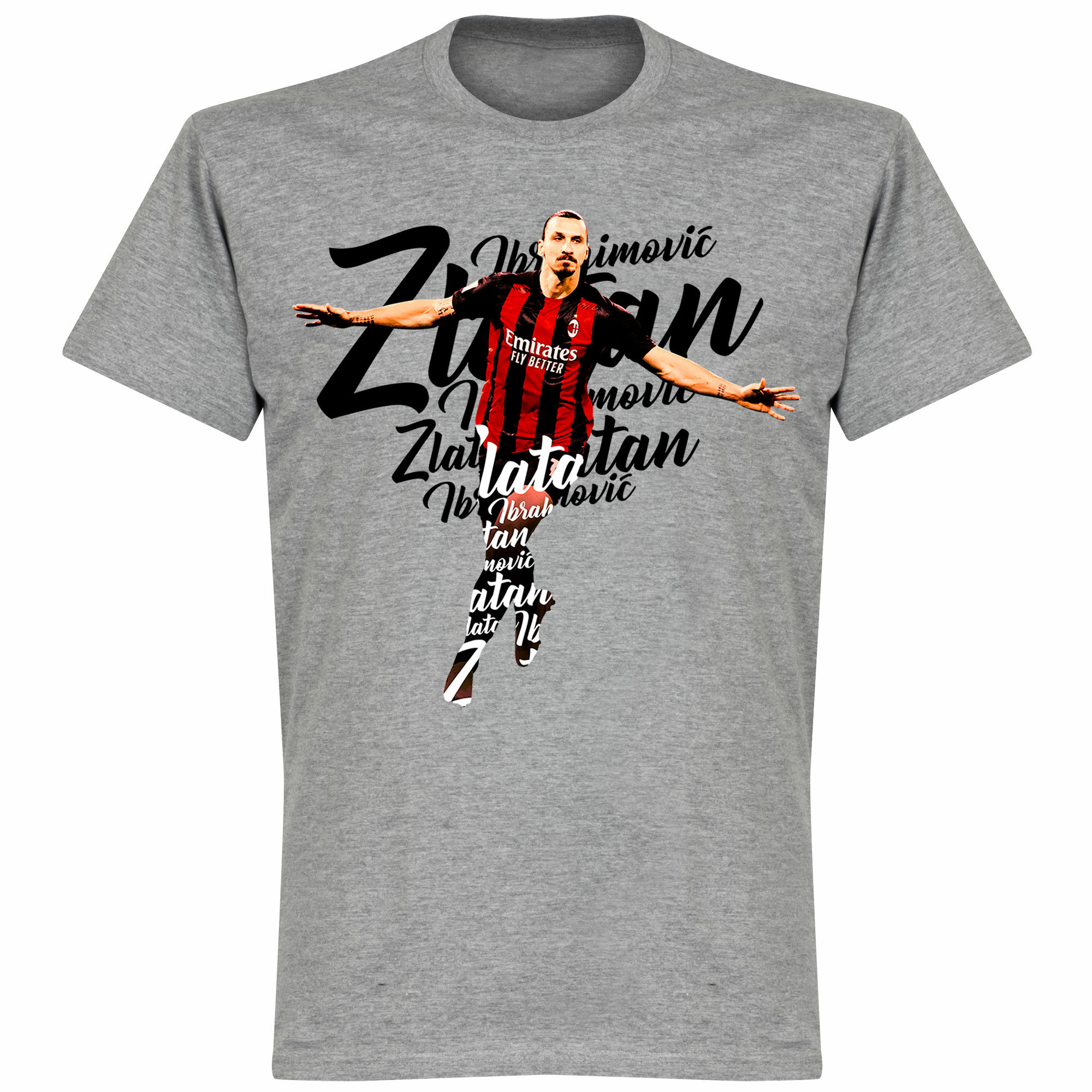 AC Milán - Tričko "Script" - šedé, Zlatan Ibrahimović