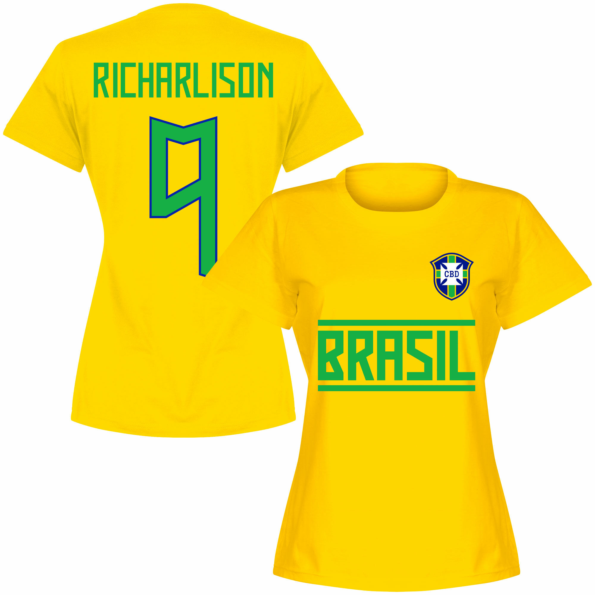 Brazílie - Tričko dámské - Richarlison, žluté, číslo 9