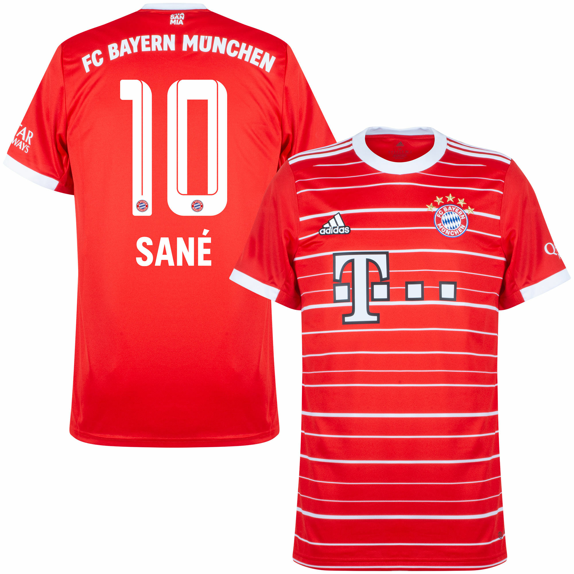 Bayern München - Dres fotbalový - oficiální potisk, číslo 10, červený, domácí, sezóna 2022/23, Leroy Sané