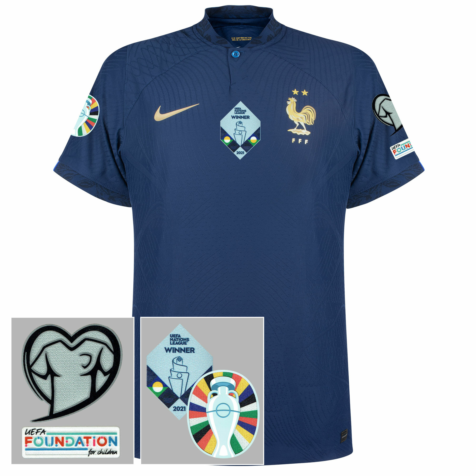 Francie - Dres fotbalový "Match" - logo Kvalifikace ME 2024/Ligy národů, domácí, sezóna 2022/23, Dri-FIT ADV, modrý