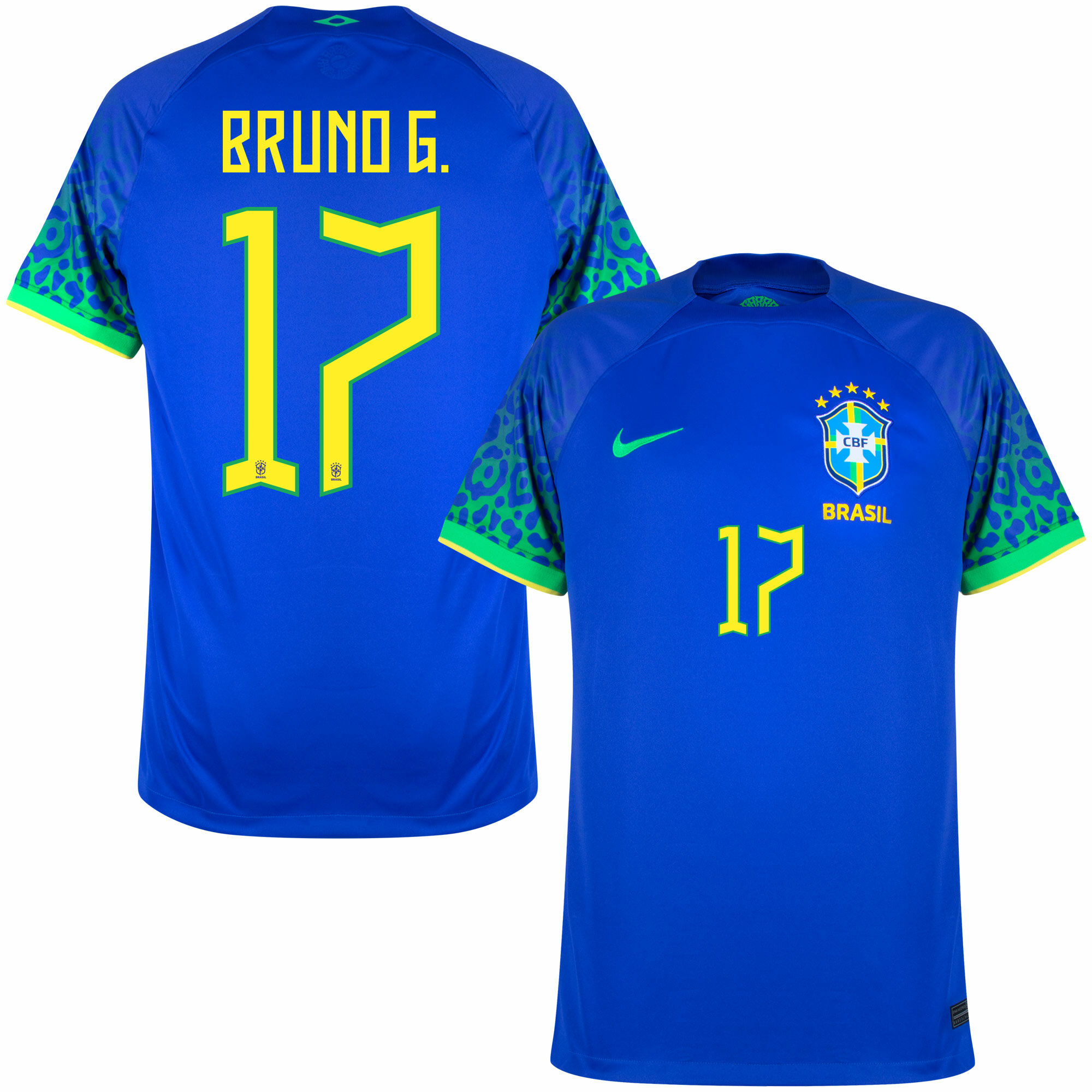 Brazílie - Dres fotbalový - Bruno Guimarães, číslo 17, oficiální potisk, sezóna 2022/23, modrý, venkovní
