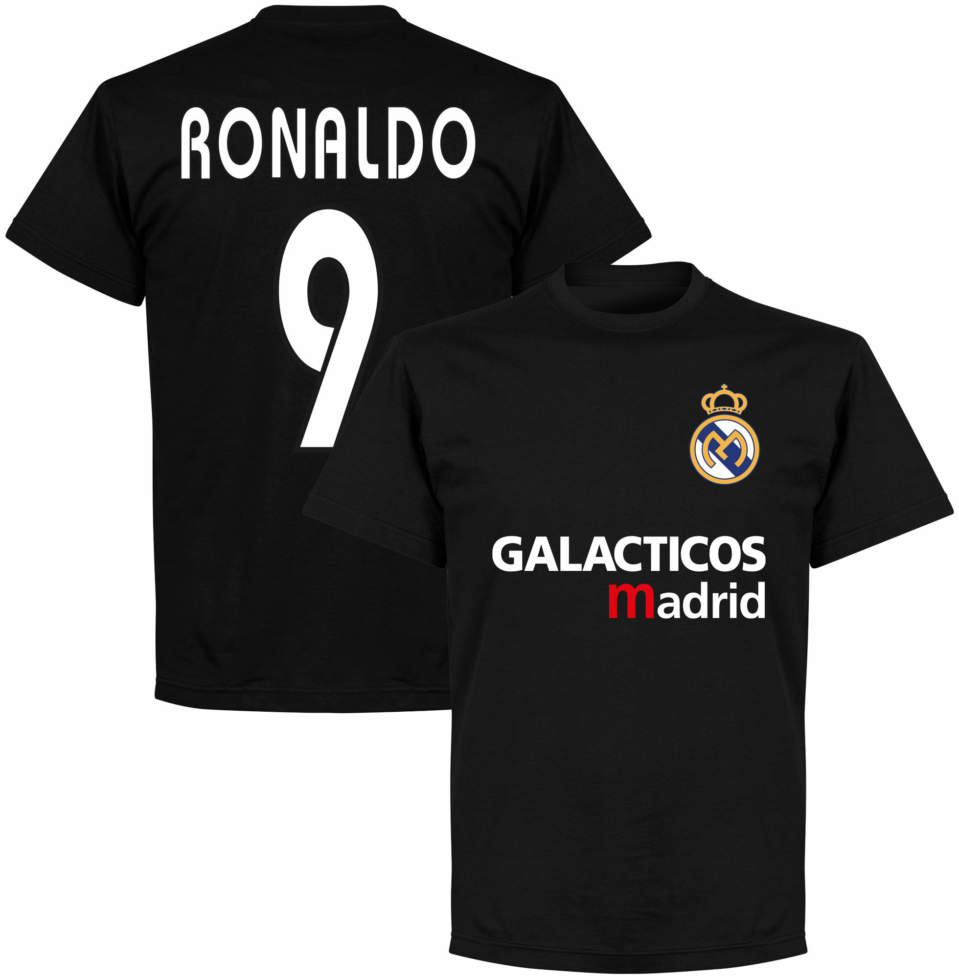 Real Madrid - Tričko "Galácticos Madrid" - Ronaldo, číslo 9, černé