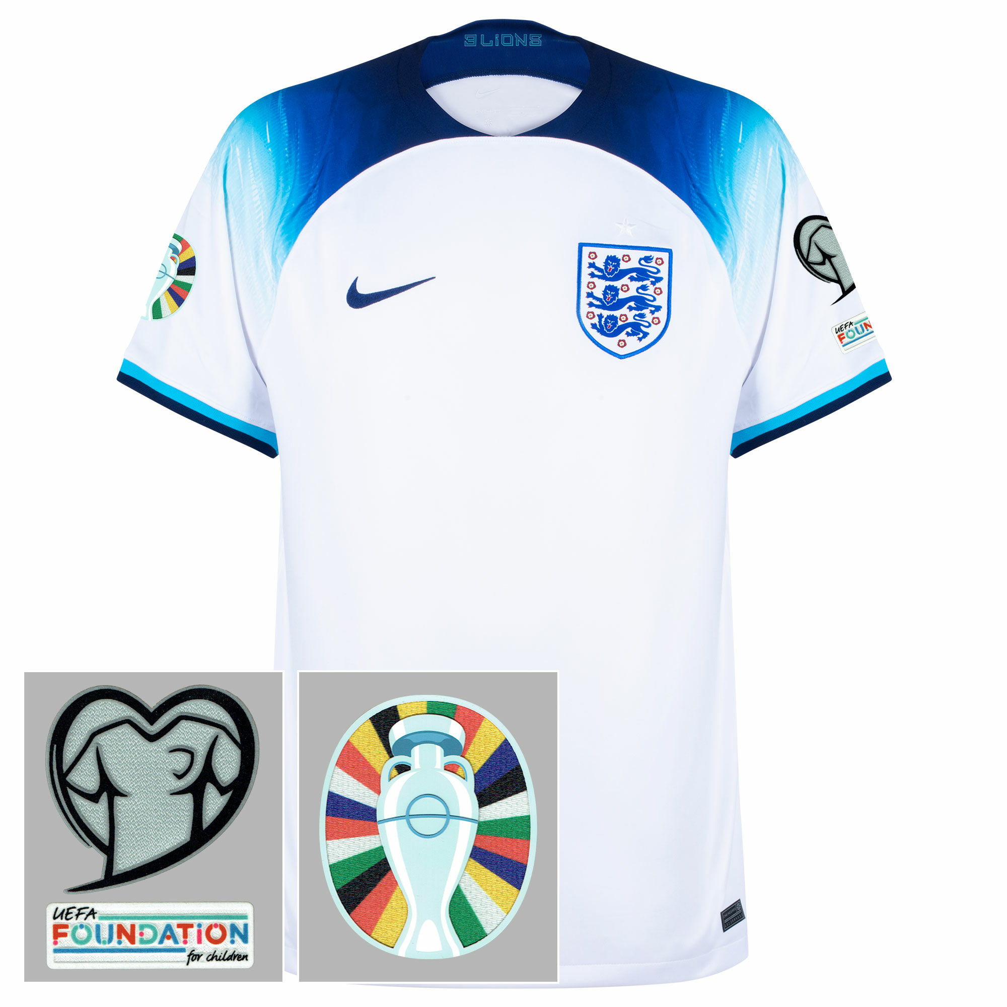 Anglie - Dres fotbalový - logo Kvalifikace ME 2024, domácí, bílý, sezóna 2022/23