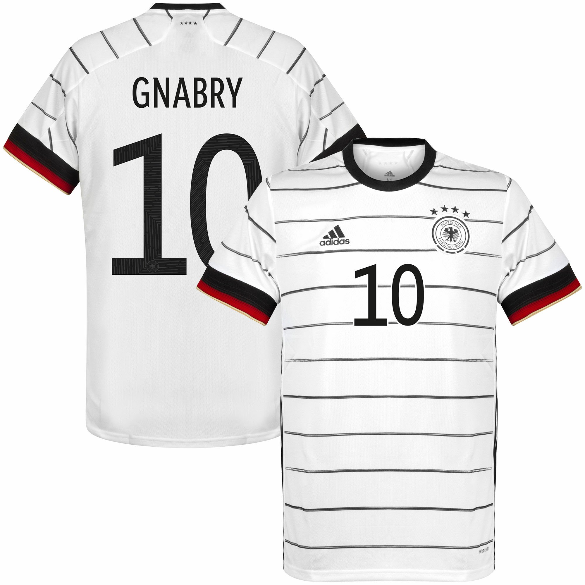 Německo - Dres fotbalový - bílý, oficiální potisk, sezóna 2020/21, číslo 10, domácí, Serge Gnabry