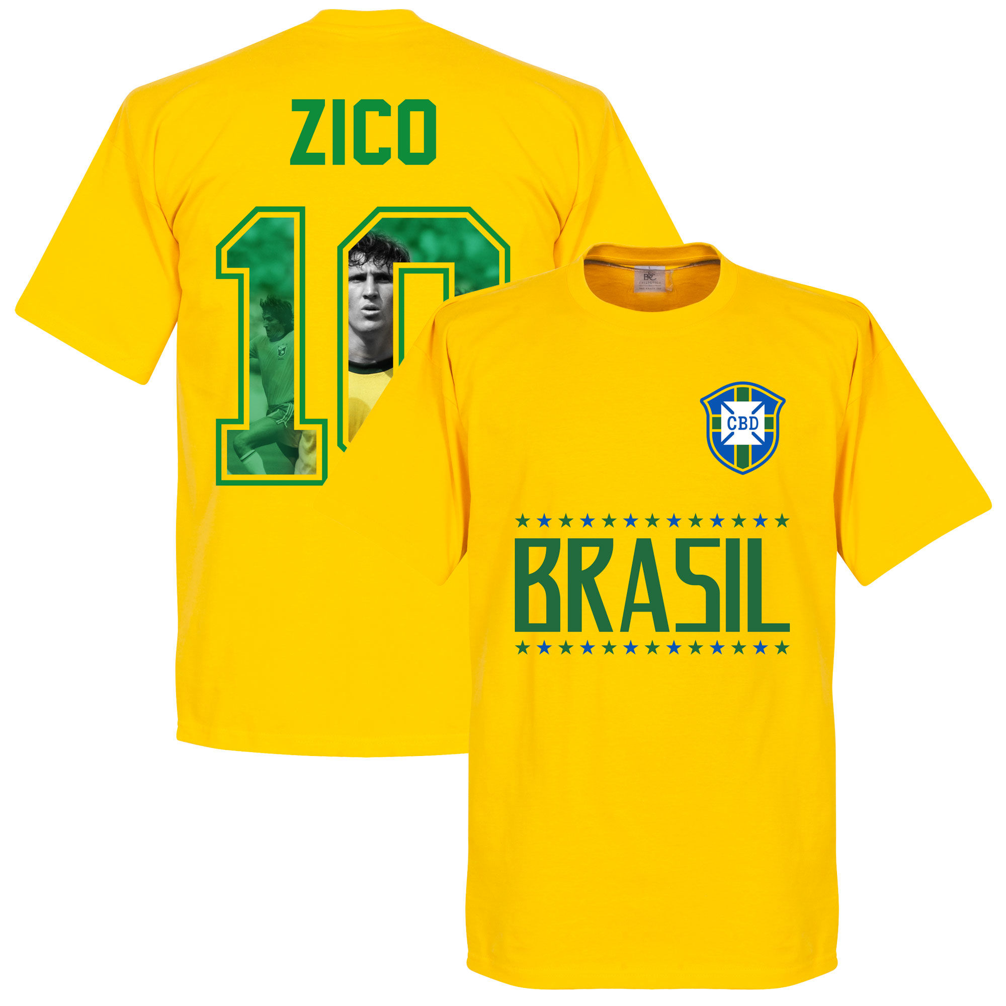 Brazílie - Tričko "Gallery Team" - Zico, žluté, číslo 10
