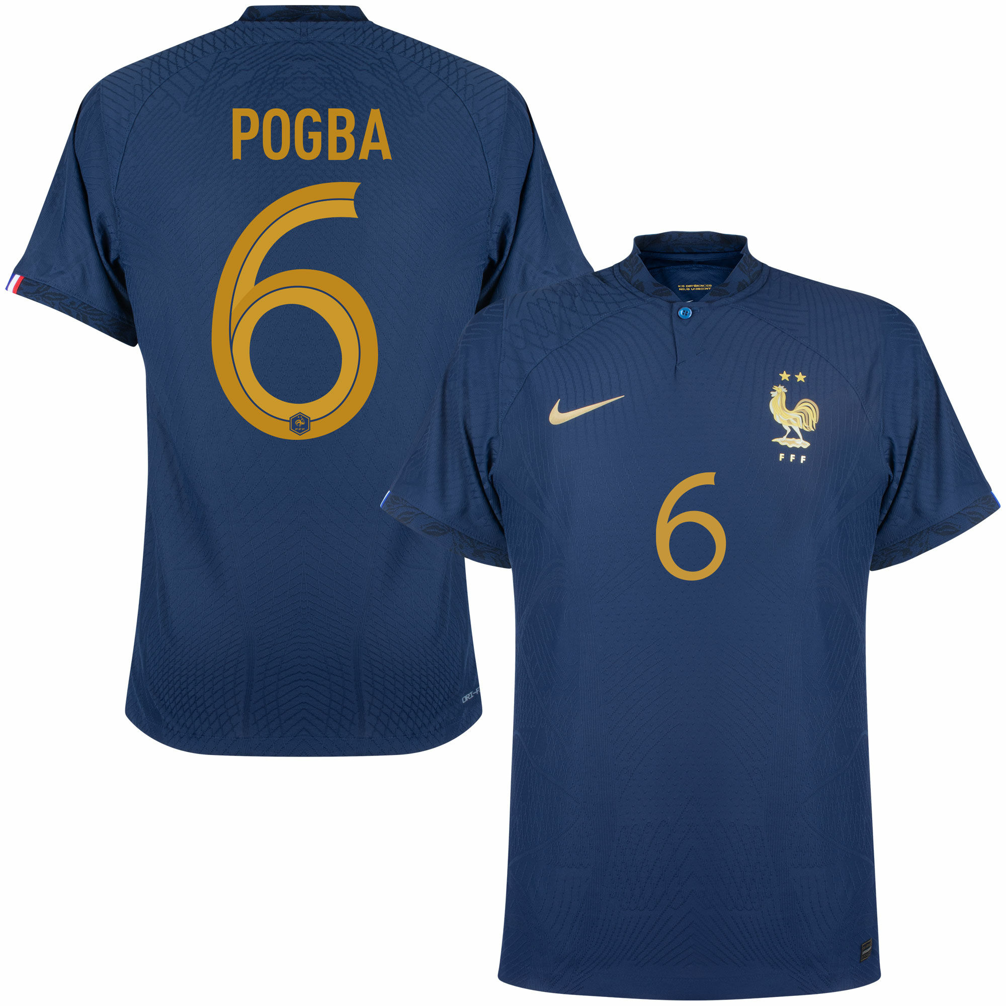 Francie - Dres fotbalový "Match" - oficiální potisk, číslo 6, domácí, sezóna 2022/23, Paul Pogba, Dri-FIT ADV, modrý