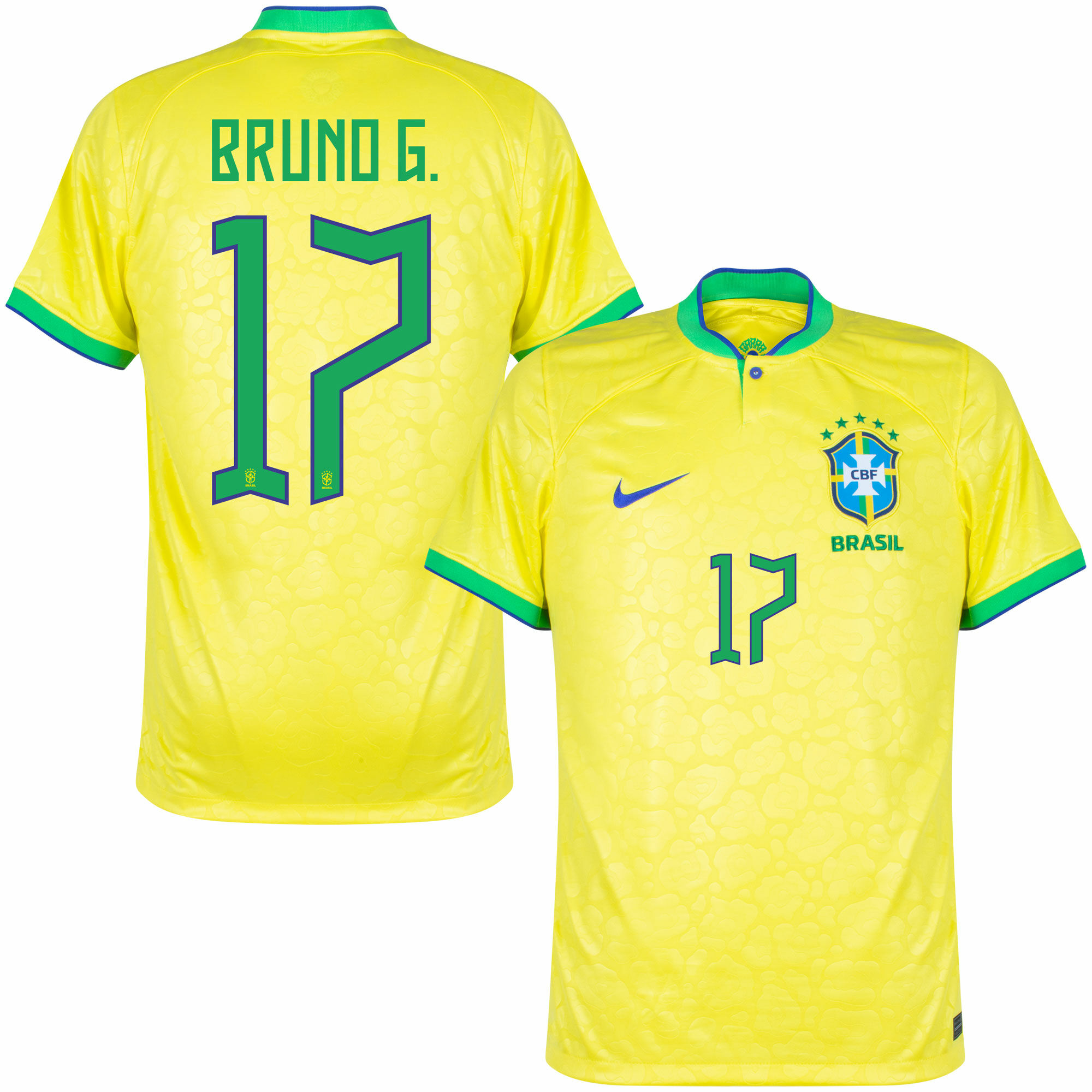 Brazílie - Dres fotbalový - Bruno Guimarães, číslo 17, oficiální potisk, žlutý, domácí, sezóna 2022/23