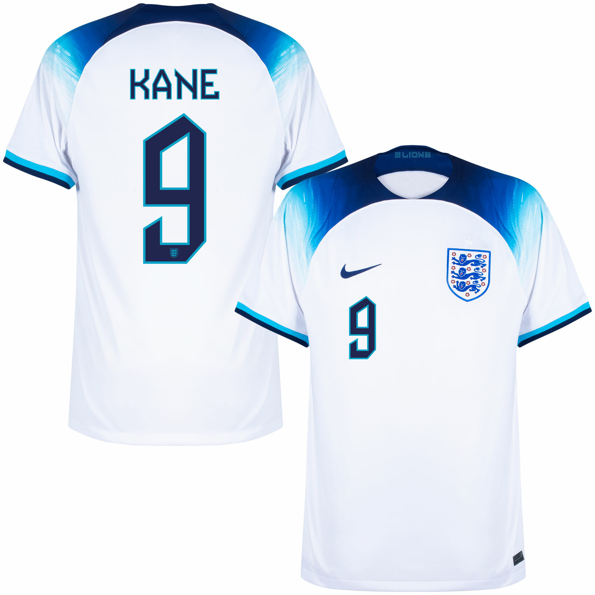 Anglie - Dres fotbalový - oficiální potisk, domácí, bílý, sezóna 2022/23, Harry Kane, číslo 9