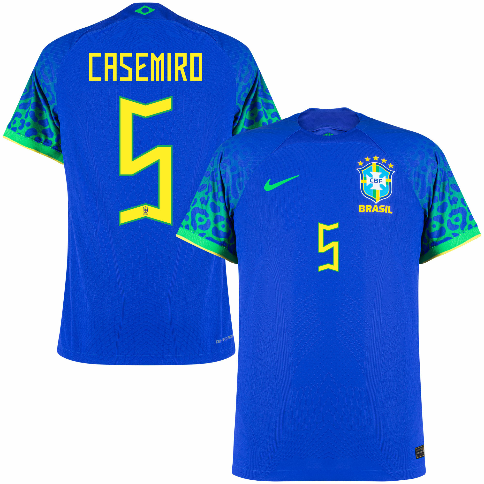 Brazílie - Dres fotbalový "Match" - Casemiro, oficiální potisk, číslo 5, sezóna 2022/23, Dri-FIT ADV, modrý, venkovní