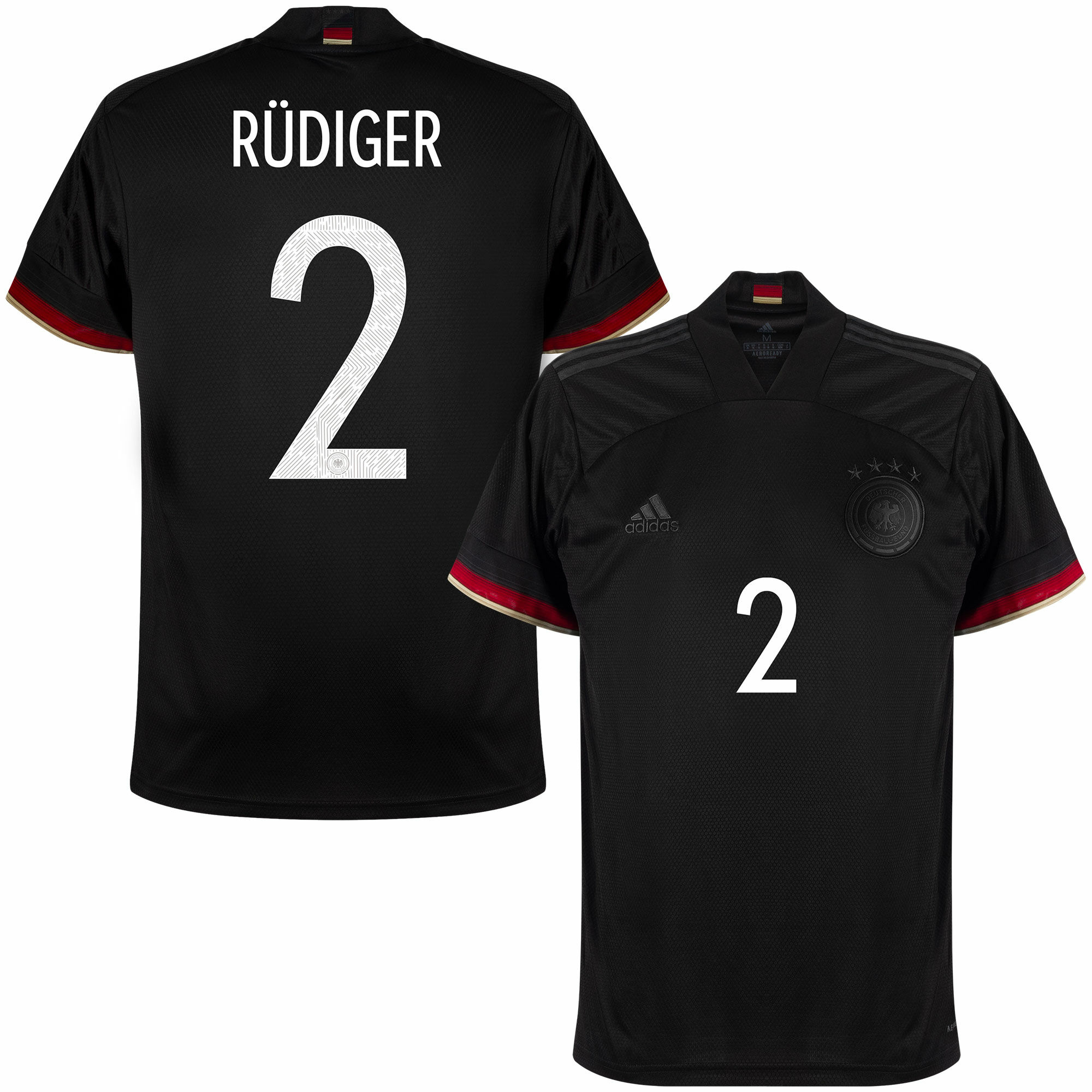 Německo - Dres fotbalový - sezóna 2021/22, Antonio Rüdiger, oficiální potisk, černý, číslo 2, venkovní
