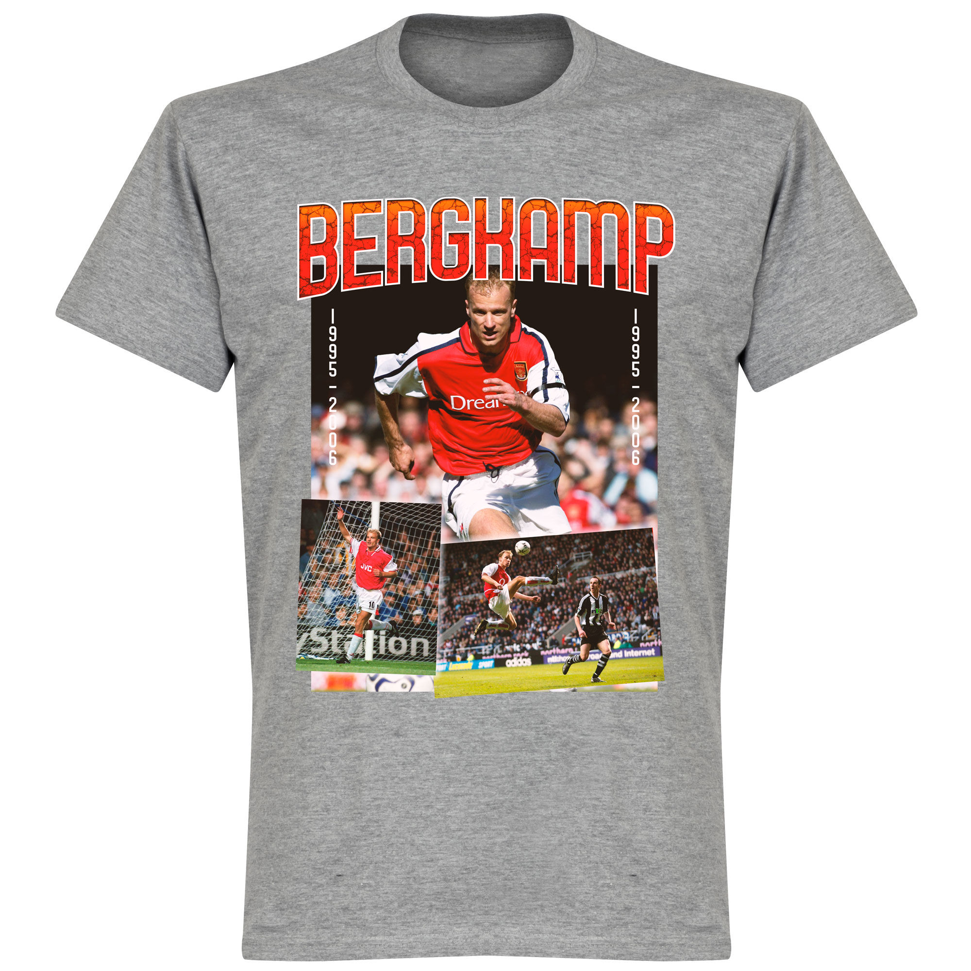 Arsenal - Tričko "Old Skool" - šedé, Dennis Bergkamp