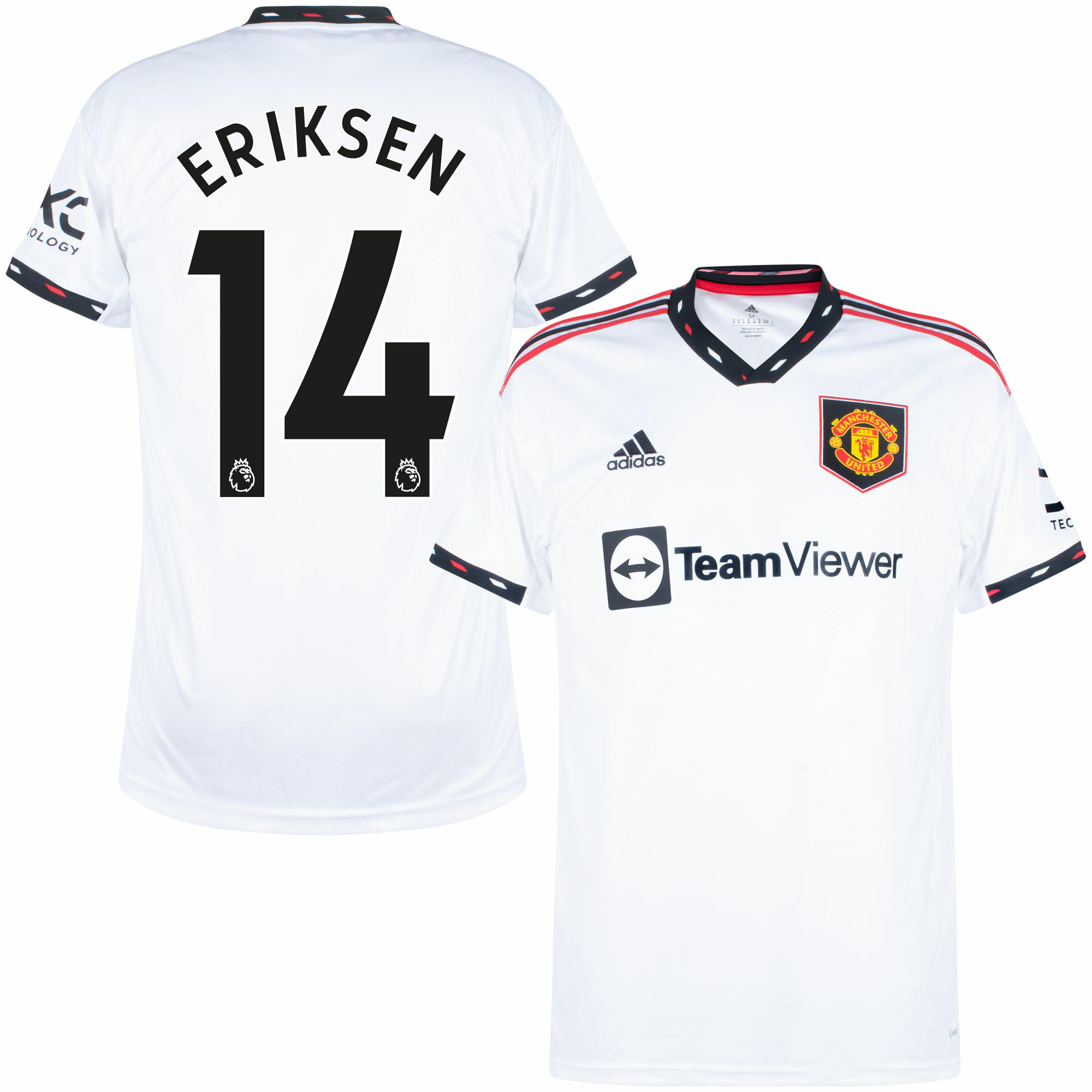 Manchester United - Dres fotbalový - Christian Eriksen, Premier League, bílý, sezóna 2022/23, číslo 14, venkovní