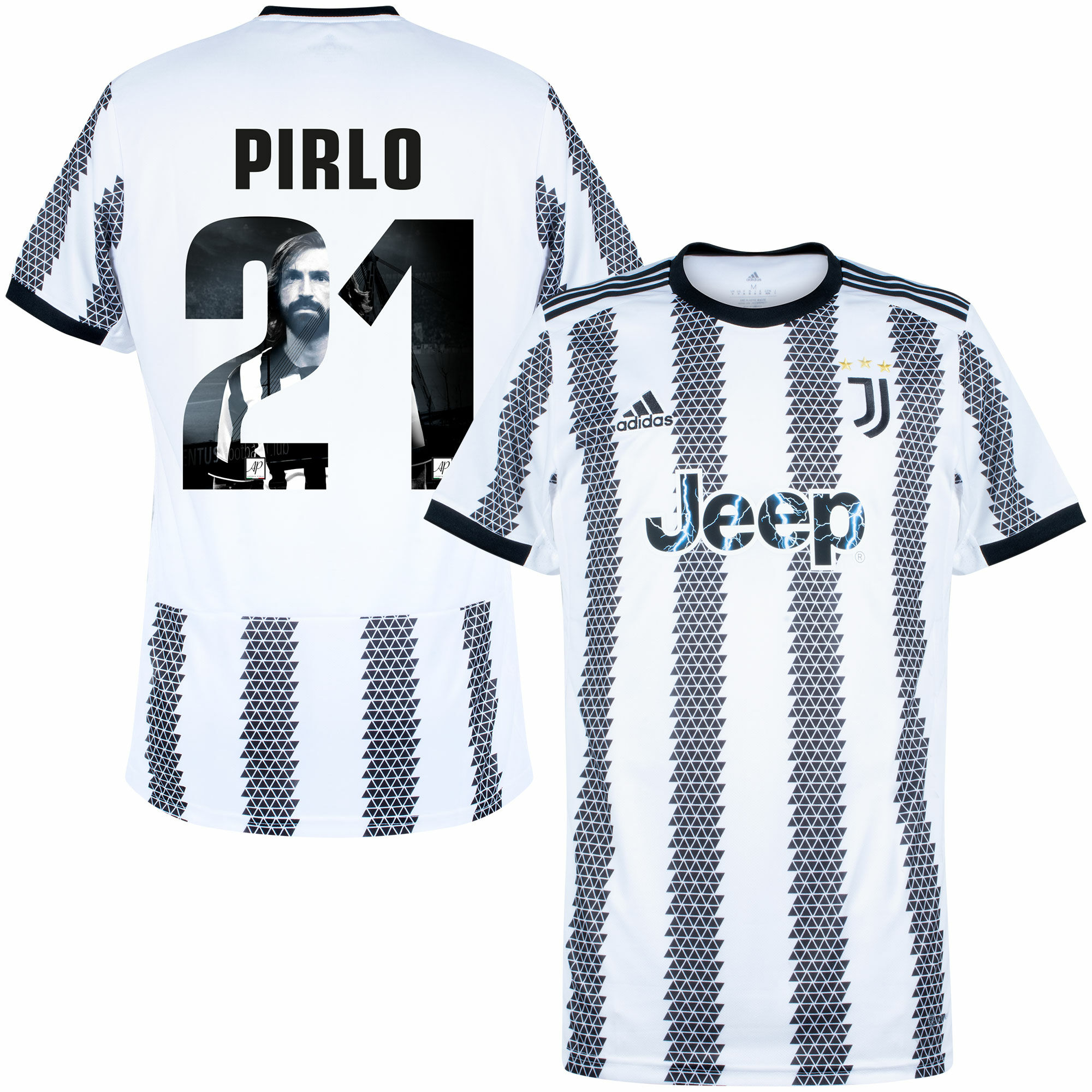 Juventus FC - Dres fotbalový - Andrea Pirlo, potisk s obrázkem, černý, číslo 21, domácí, sezóna 2022/23