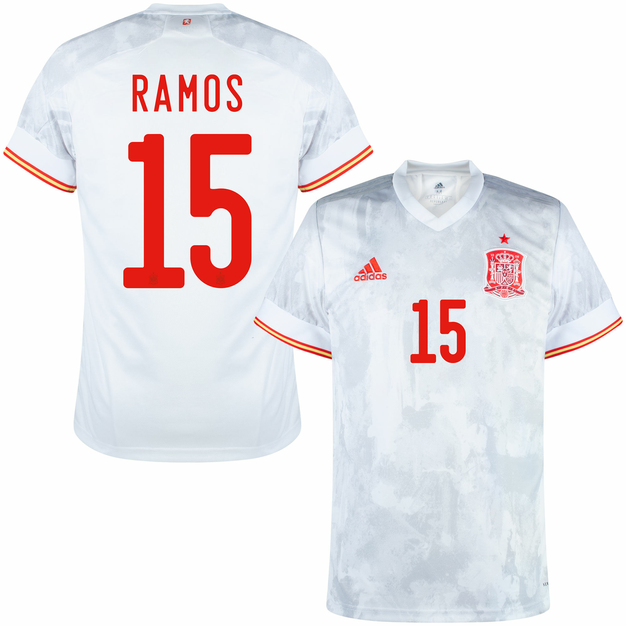 Španělsko - Dres fotbalový - sezóna 2021/22, bílý, oficiální potisk, Sergio Ramos, venkovní, číslo 15