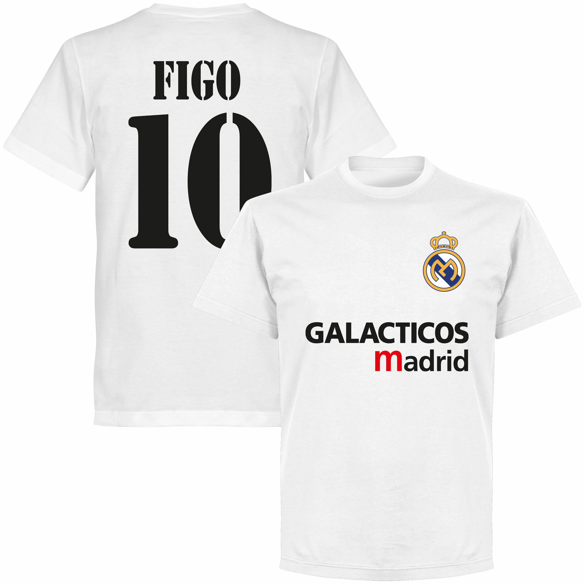 Real Madrid - Tričko "Galácticos Madrid" - bílé, číslo 10, Luís Figo