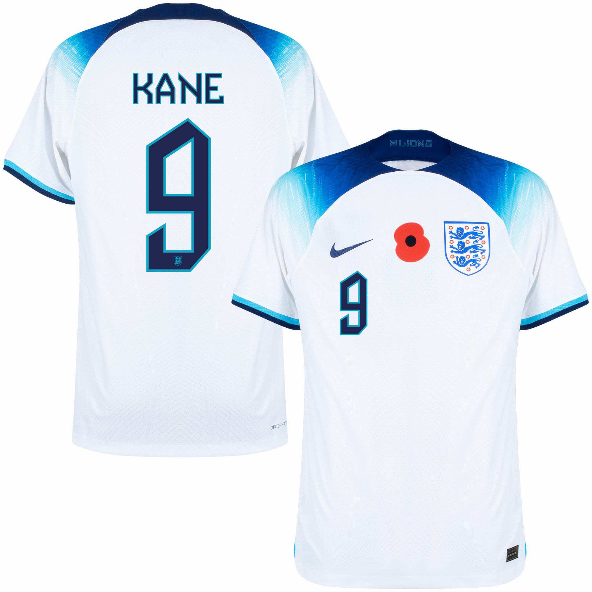 Anglie - Dres fotbalový "Match" - oficiální potisk, domácí, bílý, sezóna 2022/23, Dri-FIT ADV, Harry Kane, číslo 9