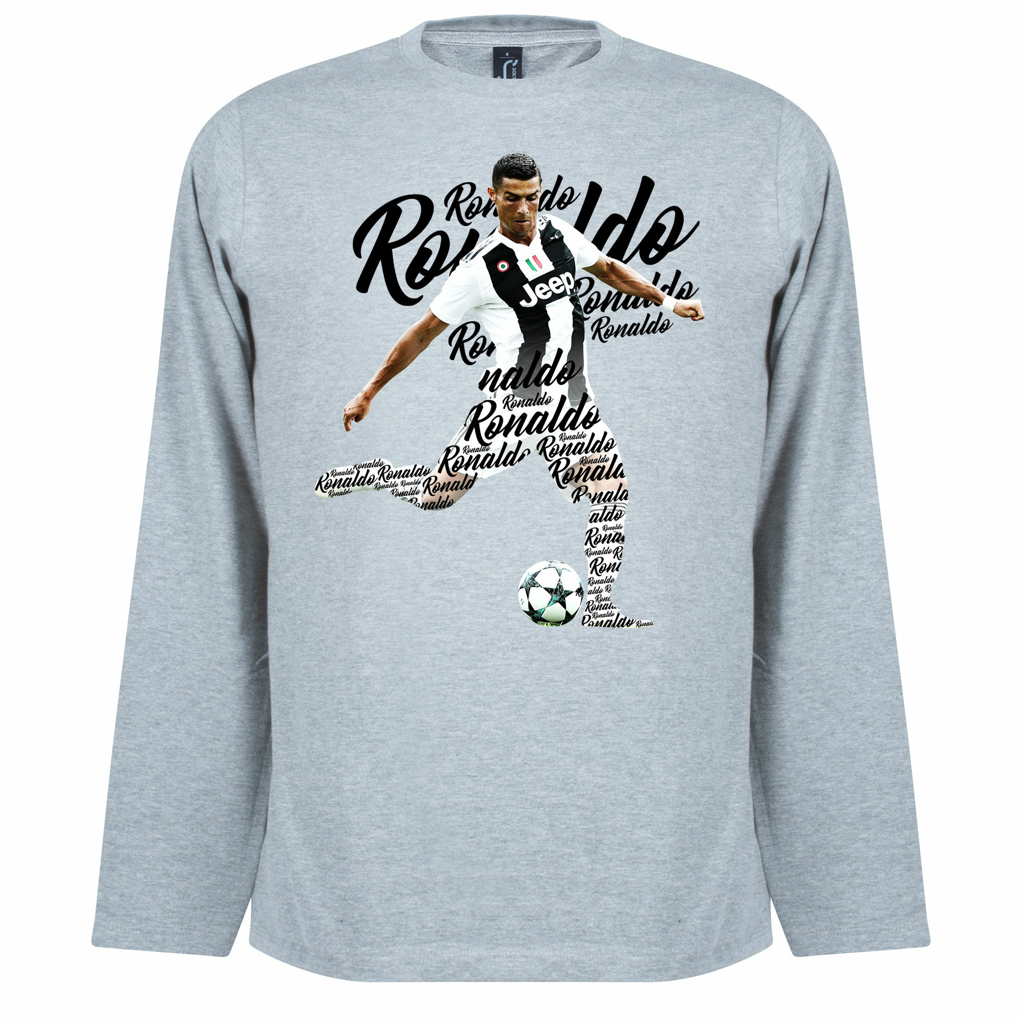 Juventus FC - Tričko "Script" - Ronaldo, šedé, dlouhý rukáv