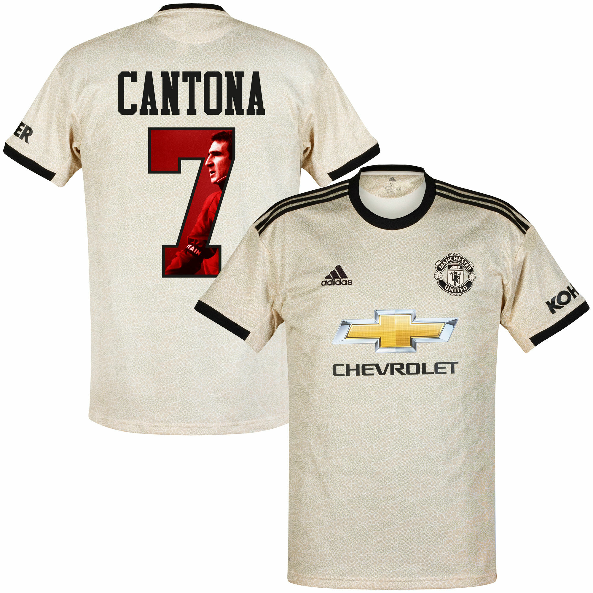 Manchester United - Dres fotbalový - bílý, sezóna 2019/20, číslo 7, Eric Cantona, potisk s obrázkem, venkovní
