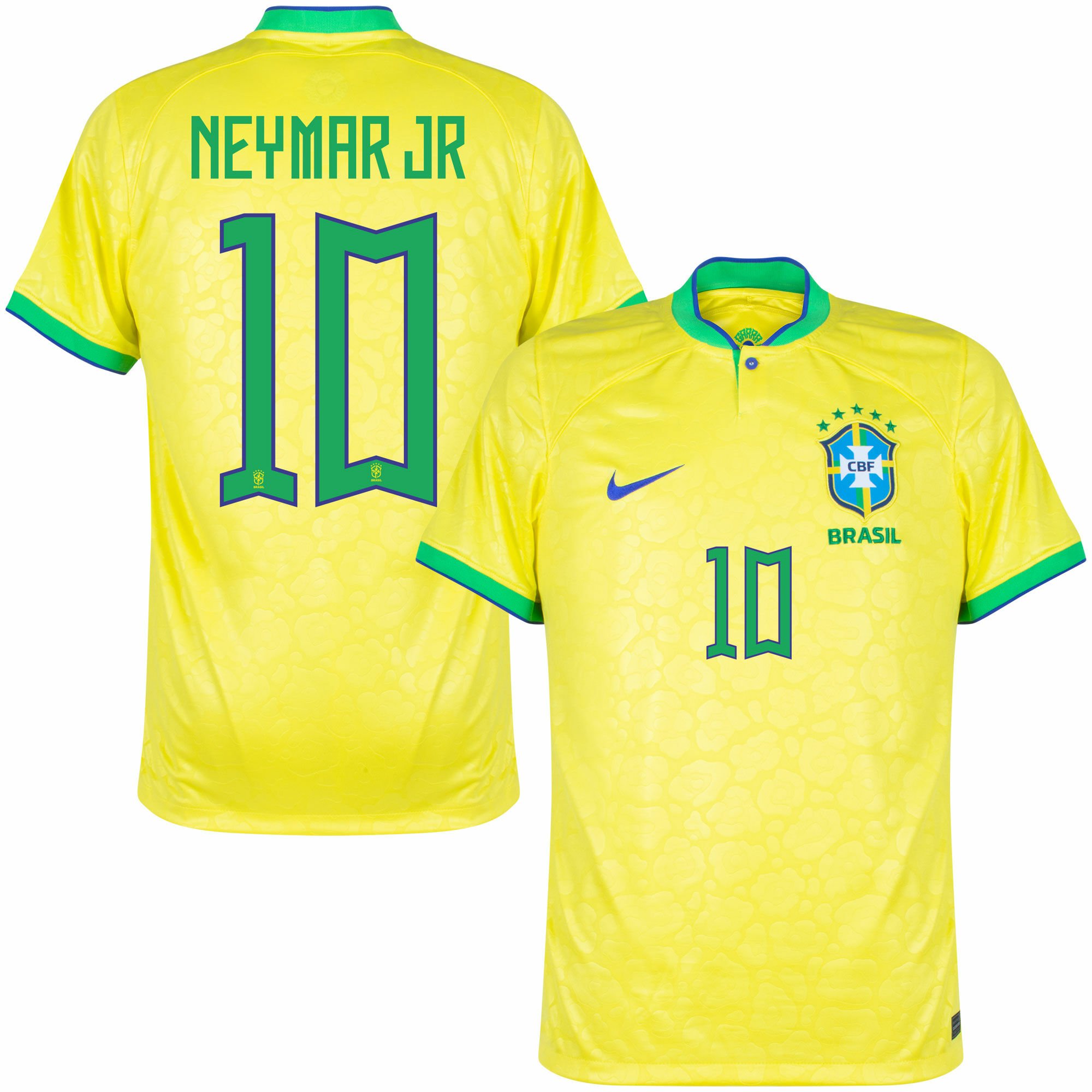 Brazílie - Dres fotbalový - oficiální potisk, žlutý, číslo 10, domácí, sezóna 2022/23, Neymar