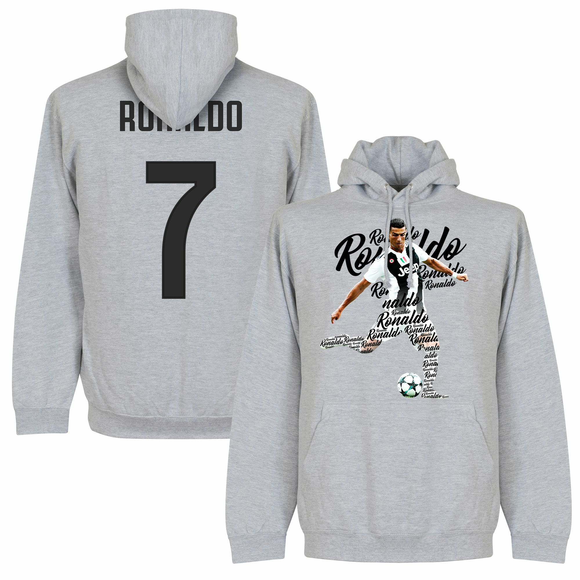 Juventus FC - Mikina s kapucí "Script" - Ronaldo, číslo 7, šedá