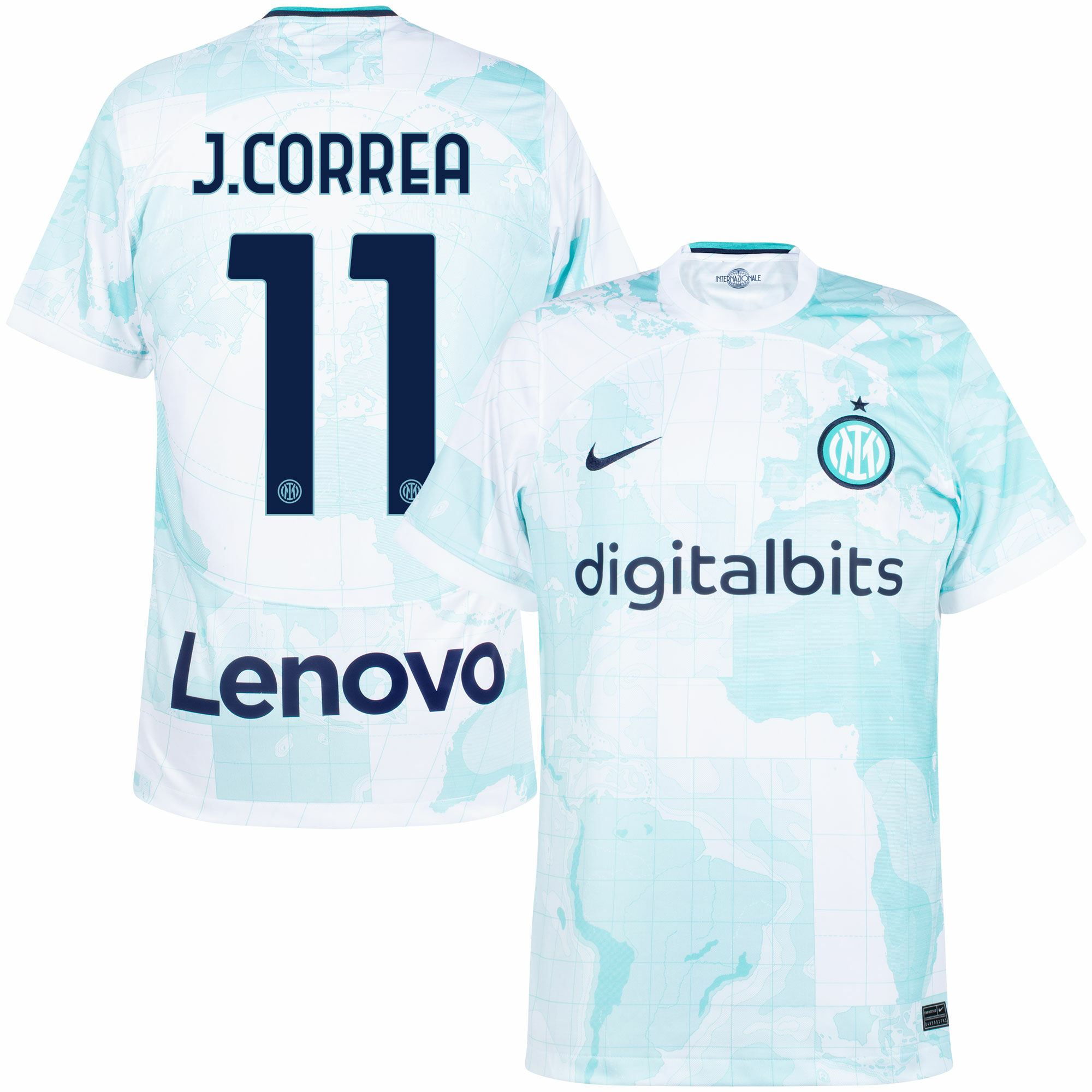FC Inter Milán - Dres fotbalový - Joaquin Correa, oficiální potisk, číslo 11, bílý, sezóna 2023/24, venkovní
