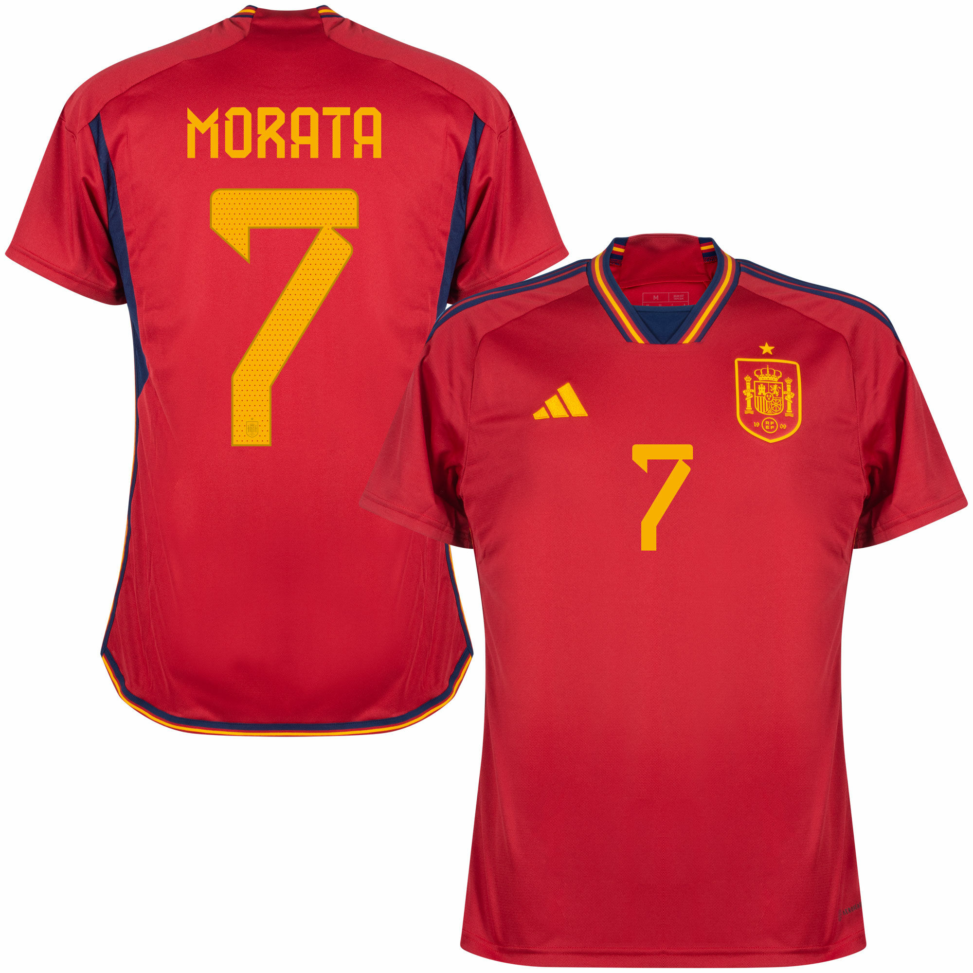 Španělsko - Dres fotbalový - oficiální potisk, Álvaro Morata, červený, domácí, sezóna 2022/23, číslo 7