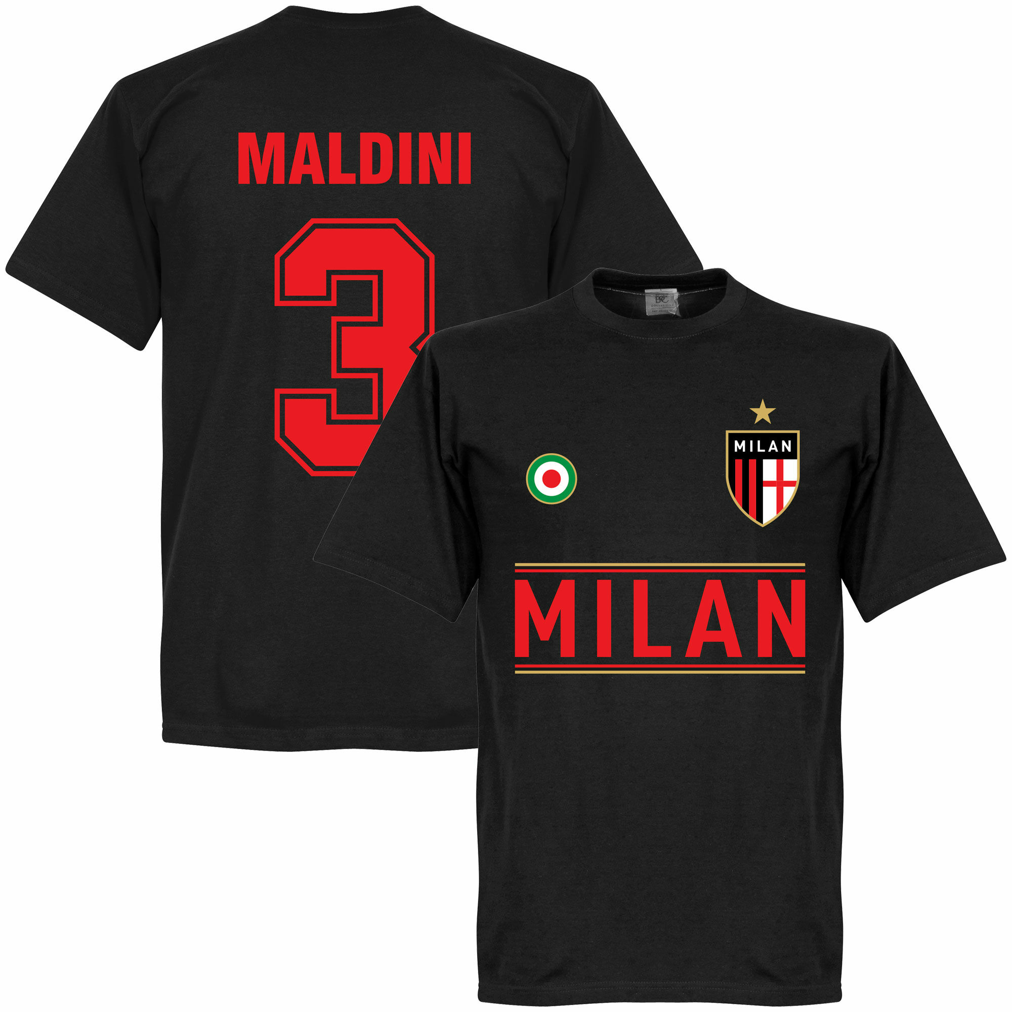 AC Milán - Tričko - Paolo Maldini, číslo 3, černé
