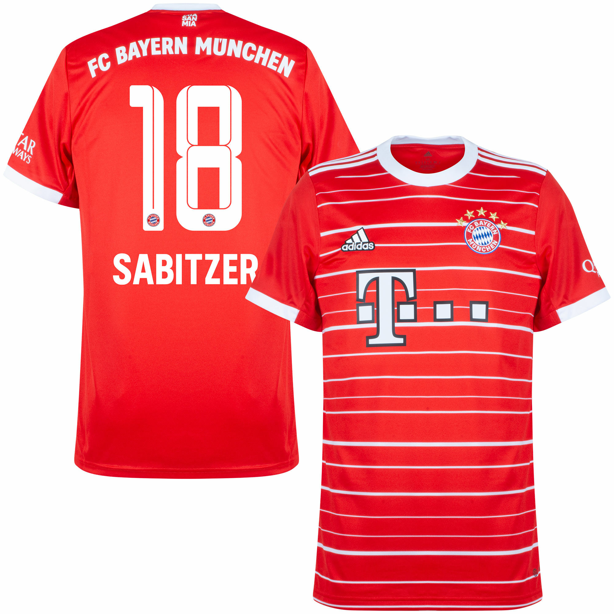 Bayern München - Dres fotbalový - číslo 18, Marcel Sabitzer, oficiální potisk, červený, domácí, sezóna 2022/23