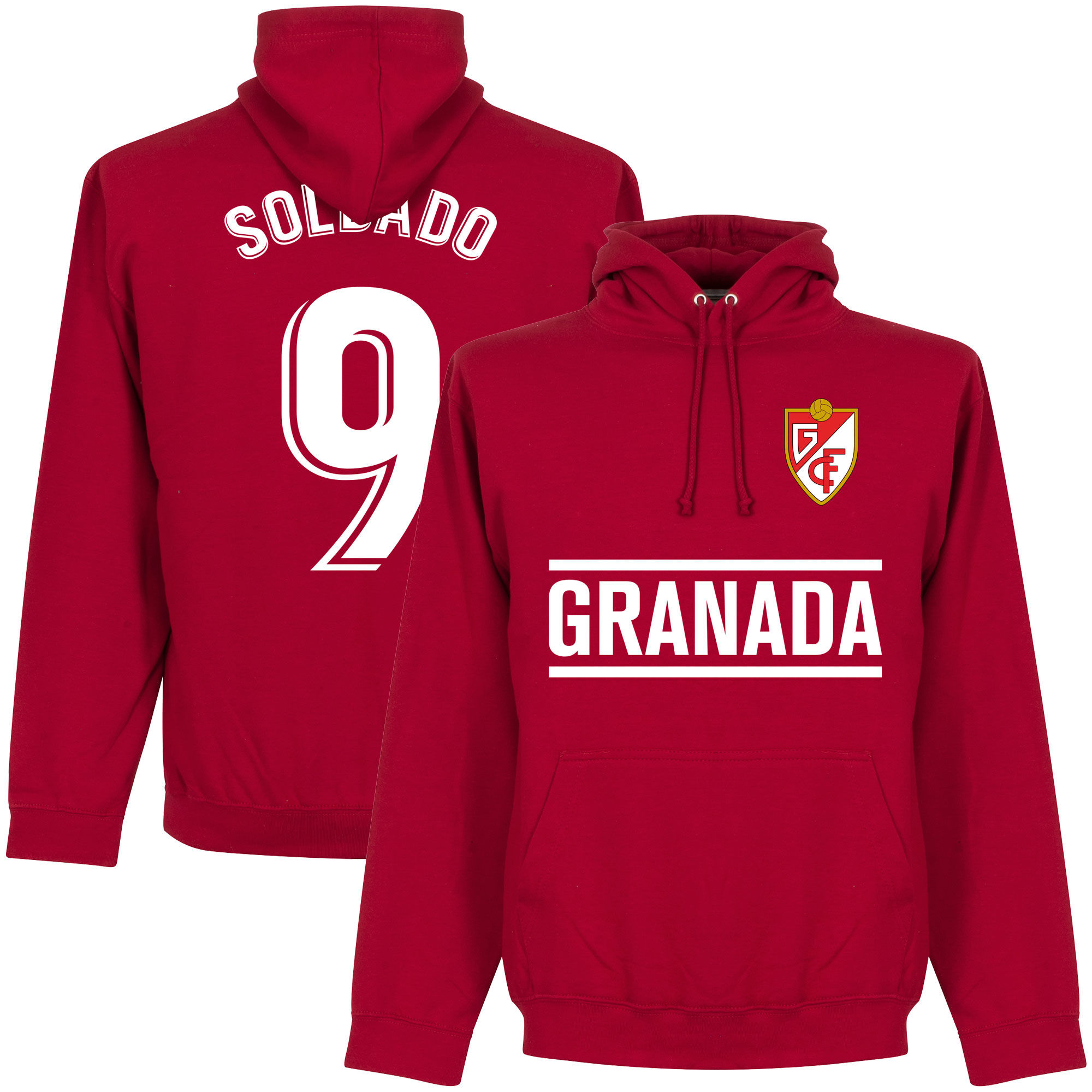 Granada CF - Mikina s kapucí - číslo 9, červená, Roberto Soldado