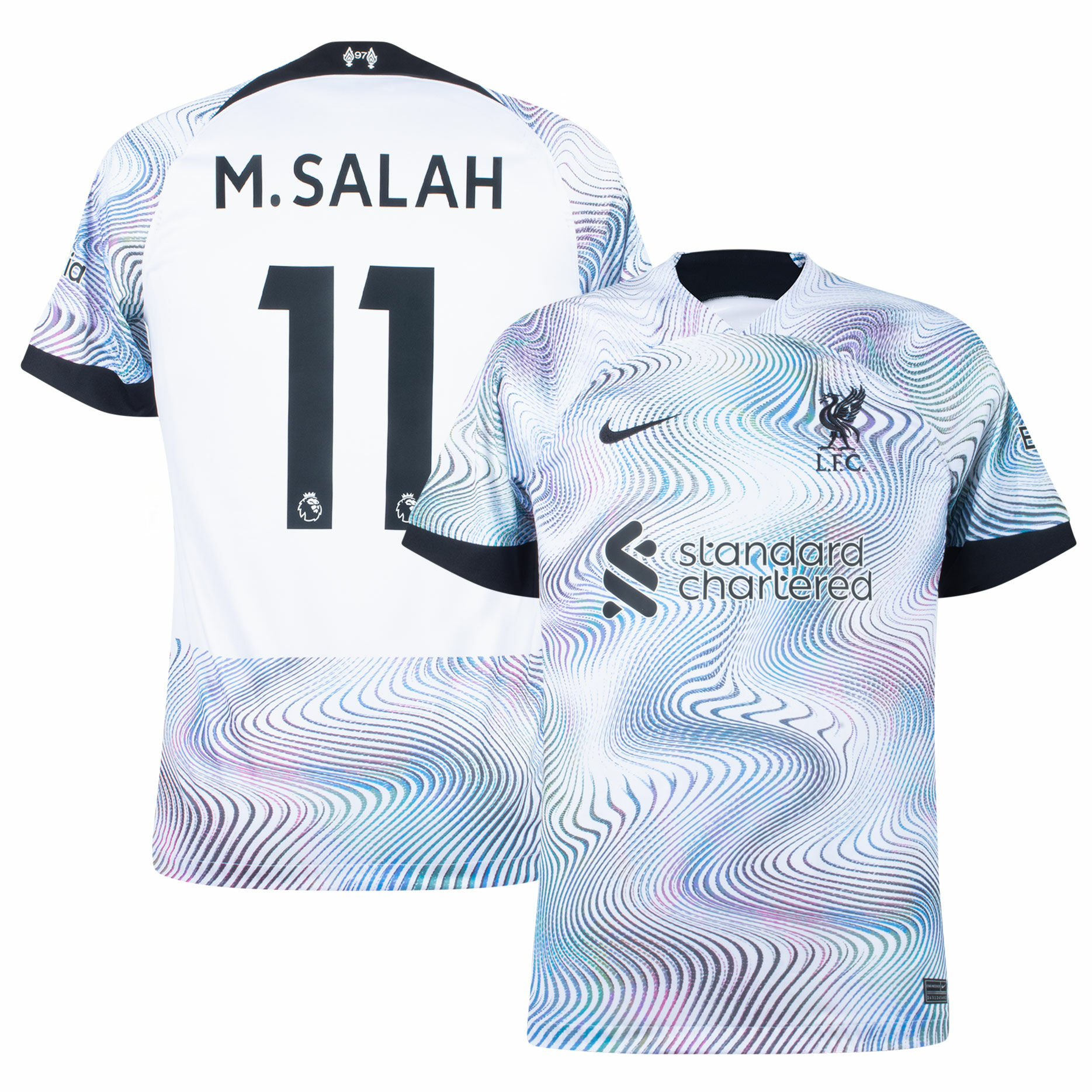 Liverpool - Dres fotbalový - Mohamed Salah, číslo 11, Premier League, bílý, sezóna 2022/23, venkovní