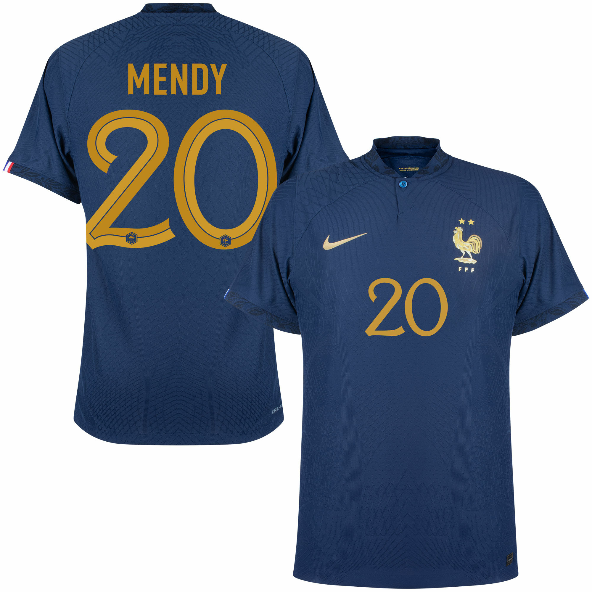 Francie - Dres fotbalový "Match" - Benjamin Mendy, oficiální potisk, číslo 20, domácí, sezóna 2022/23, Dri-FIT ADV, modrý