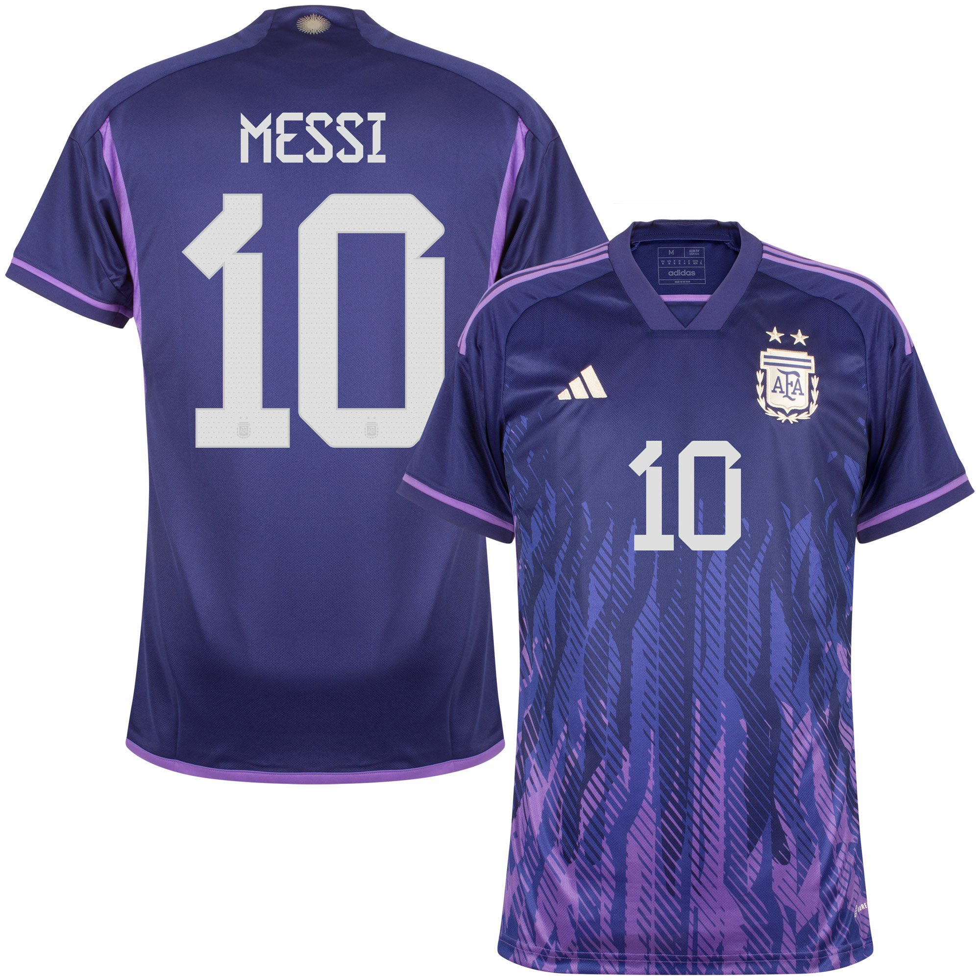Argentina - Dres fotbalový - oficiální potisk, autentický, číslo 10, fialový, sezóna 2022/23, Lionel Messi, venkovní