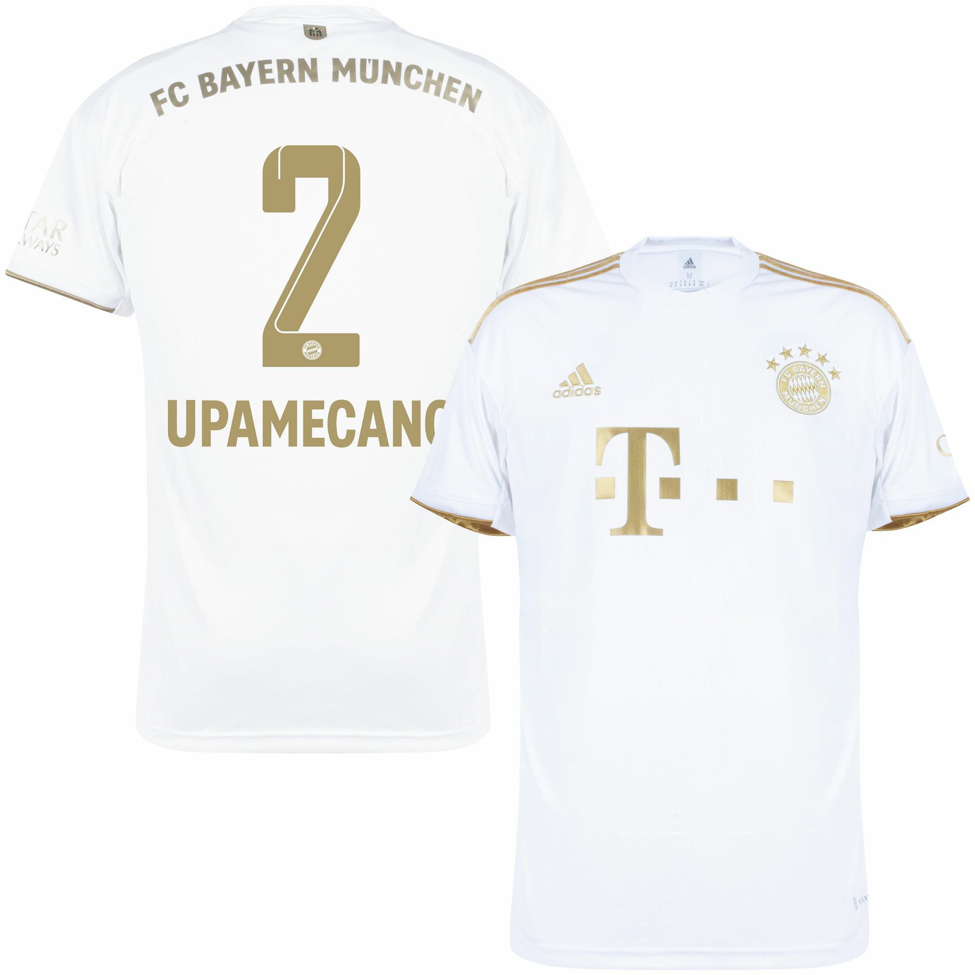 Bayern München - Dres fotbalový - Dayot Upamecano, oficiální potisk, číslo 2, bílý, sezóna 2022/23, venkovní