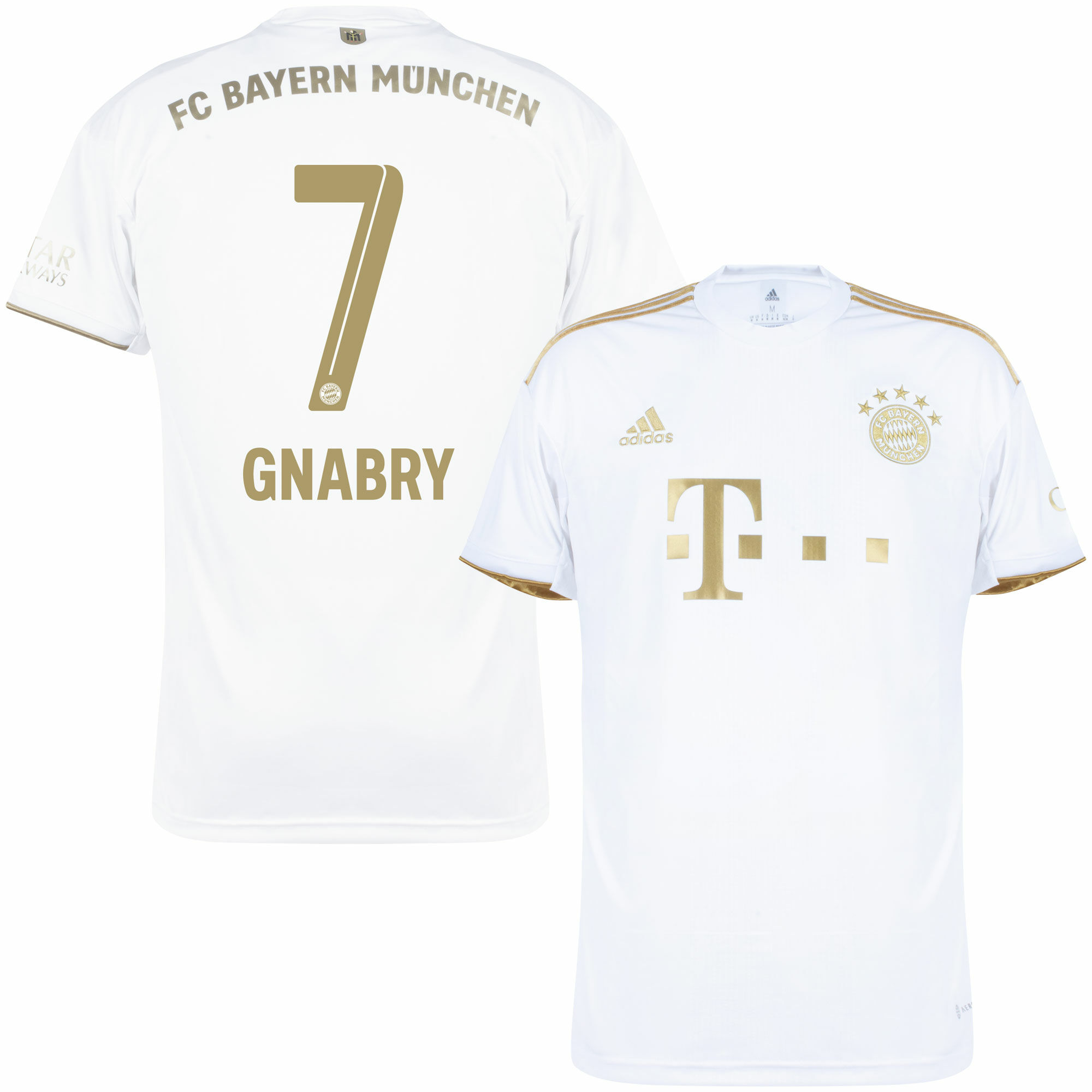 Bayern München - Dres fotbalový - Serge Gnabry, oficiální potisk, bílý, sezóna 2022/23, číslo 7, venkovní