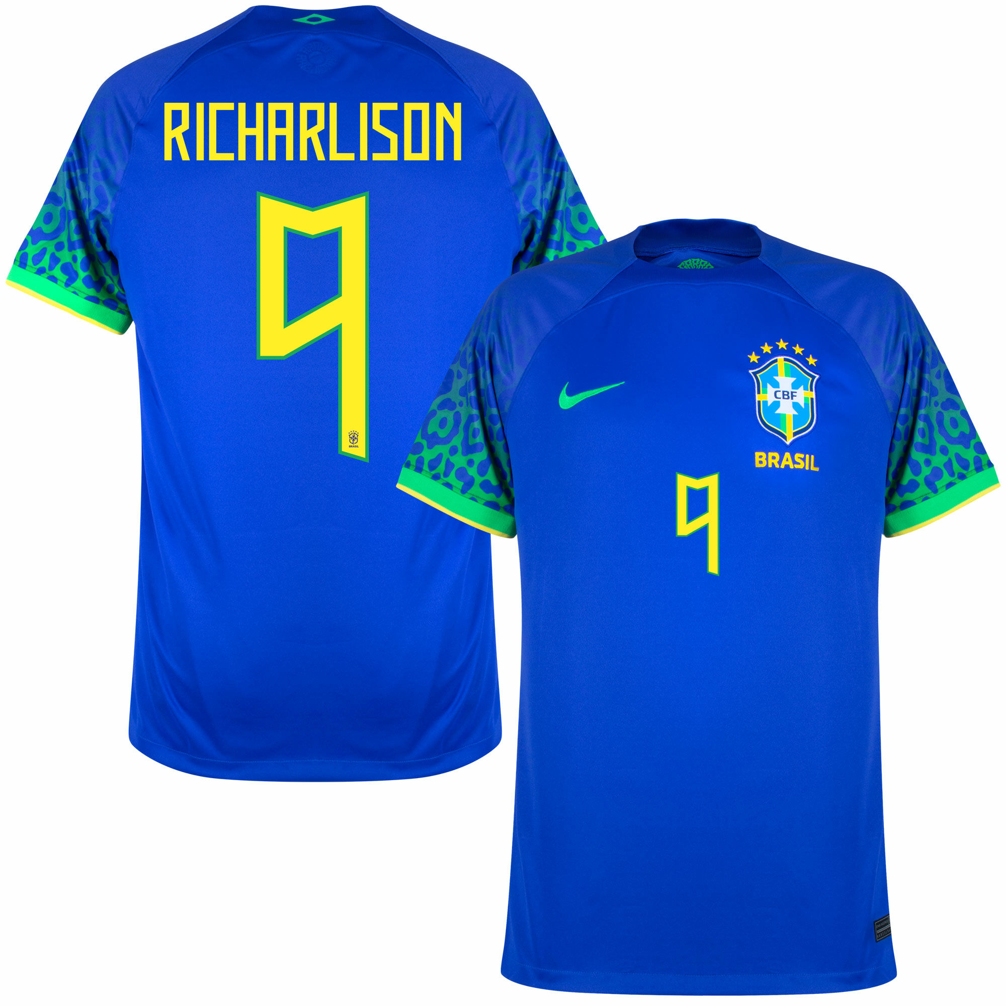 Brazílie - Dres fotbalový - Richarlison, oficiální potisk, sezóna 2022/23, modrý, číslo 9, venkovní